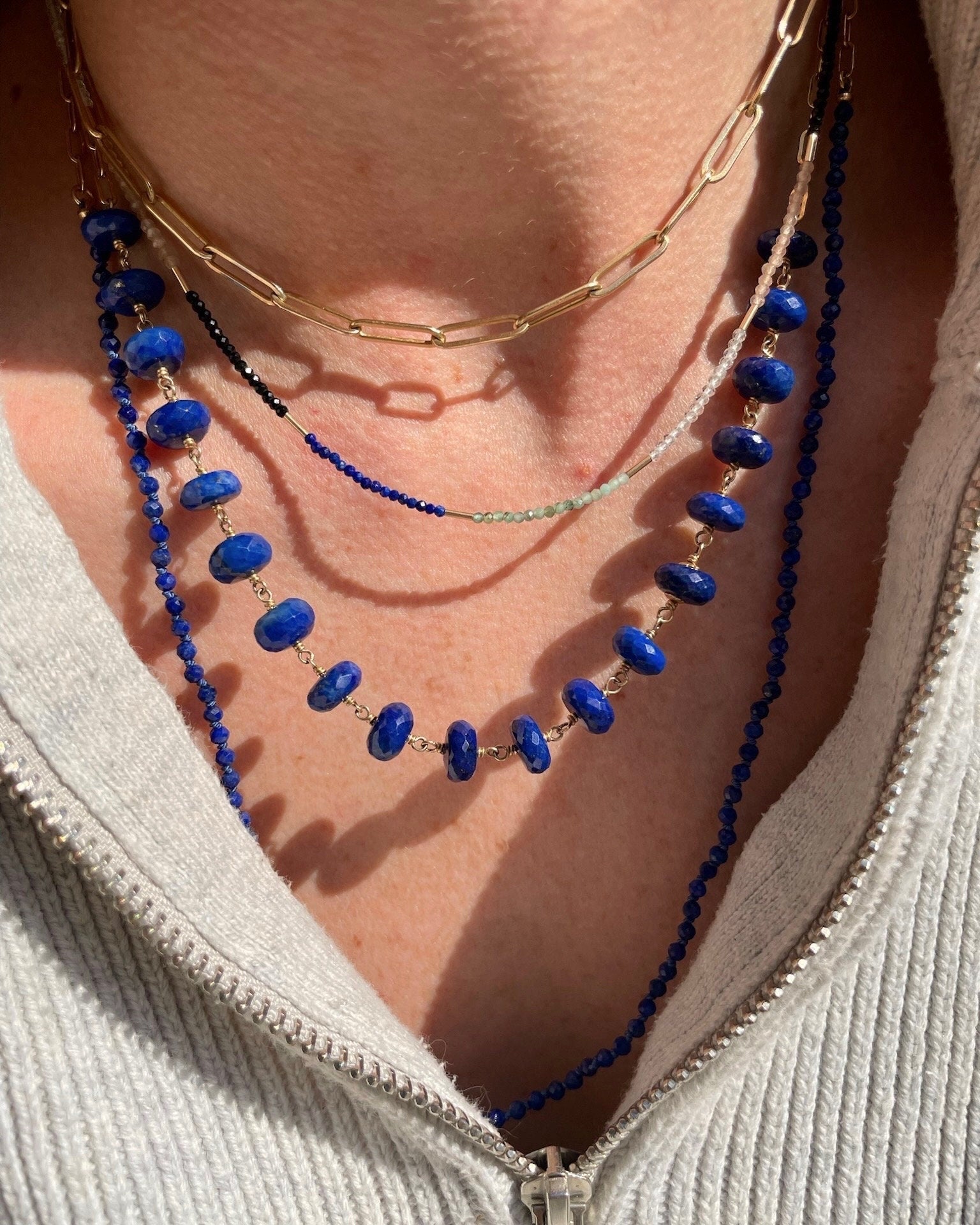 Lapis Lazuli Chain Link Necklace Hannah May Jewelry