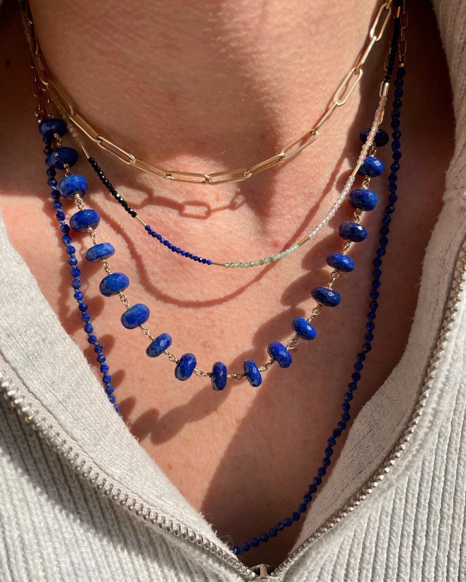 Lapis Lazuli Chain Link Necklace by Hannah May Jewelry