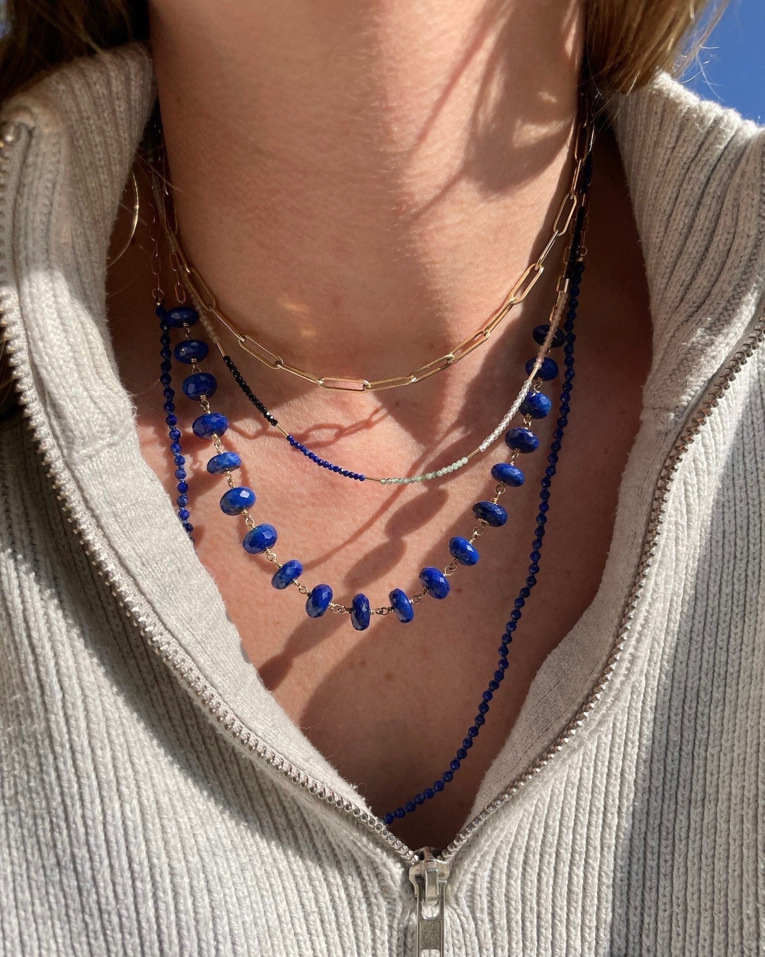 Lapis Lazuli Chain Link Necklace by Hannah May Jewelry