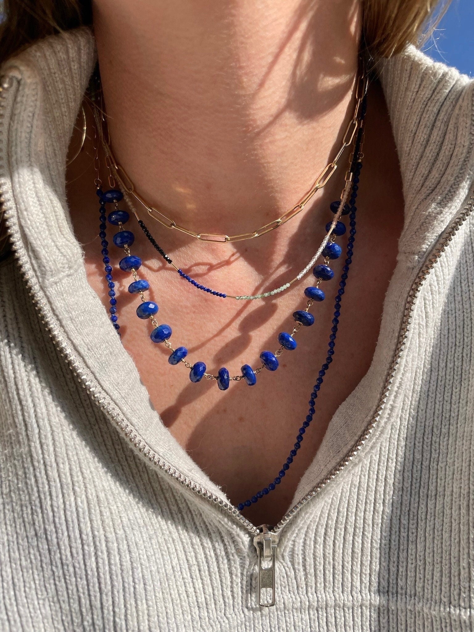 Lapis Lazuli Chain Link Necklace Hannah May Jewelry