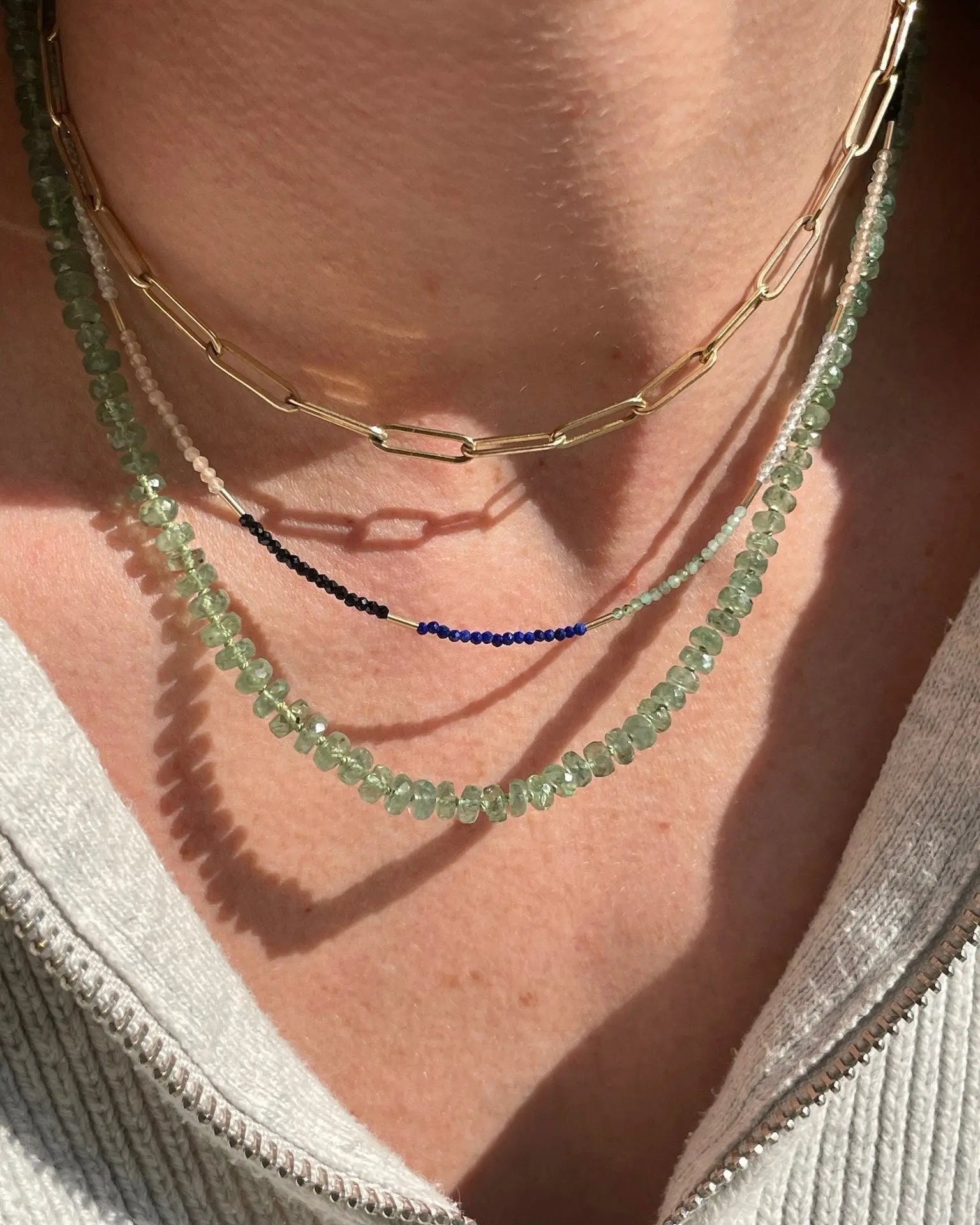 Kyanite Necklace Hand Knotted on Silk Hannah May