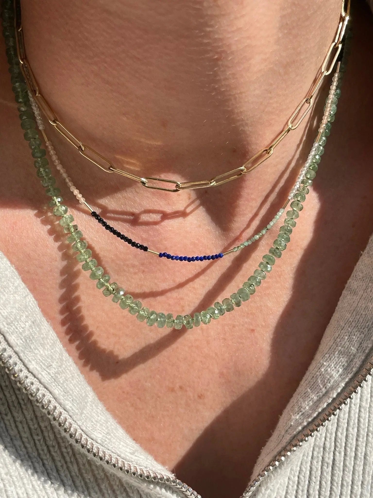 Kyanite Necklace Hand Knotted on Silk Hannah May