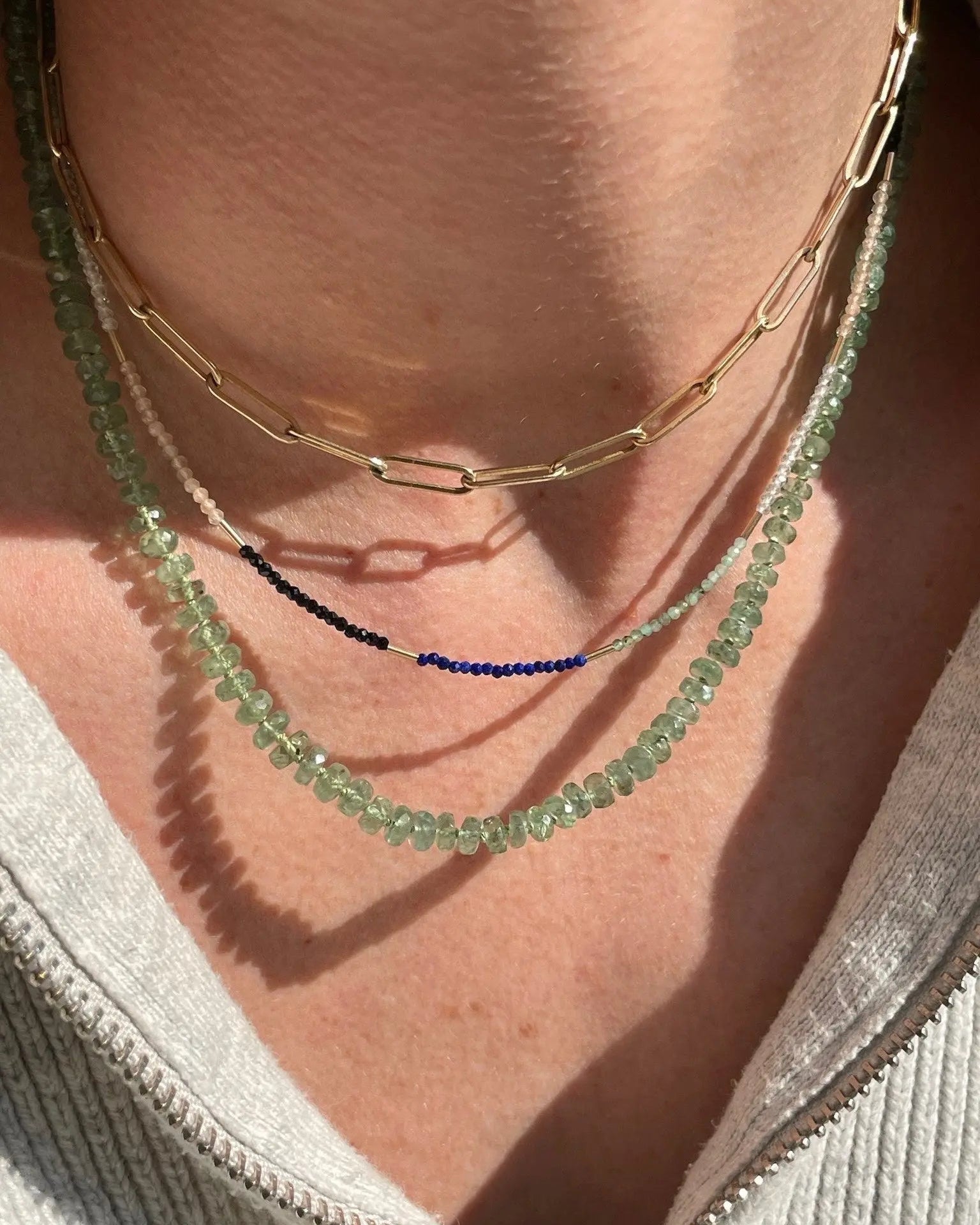 Kyanite Necklace Hand Knotted on Silk Hannah May