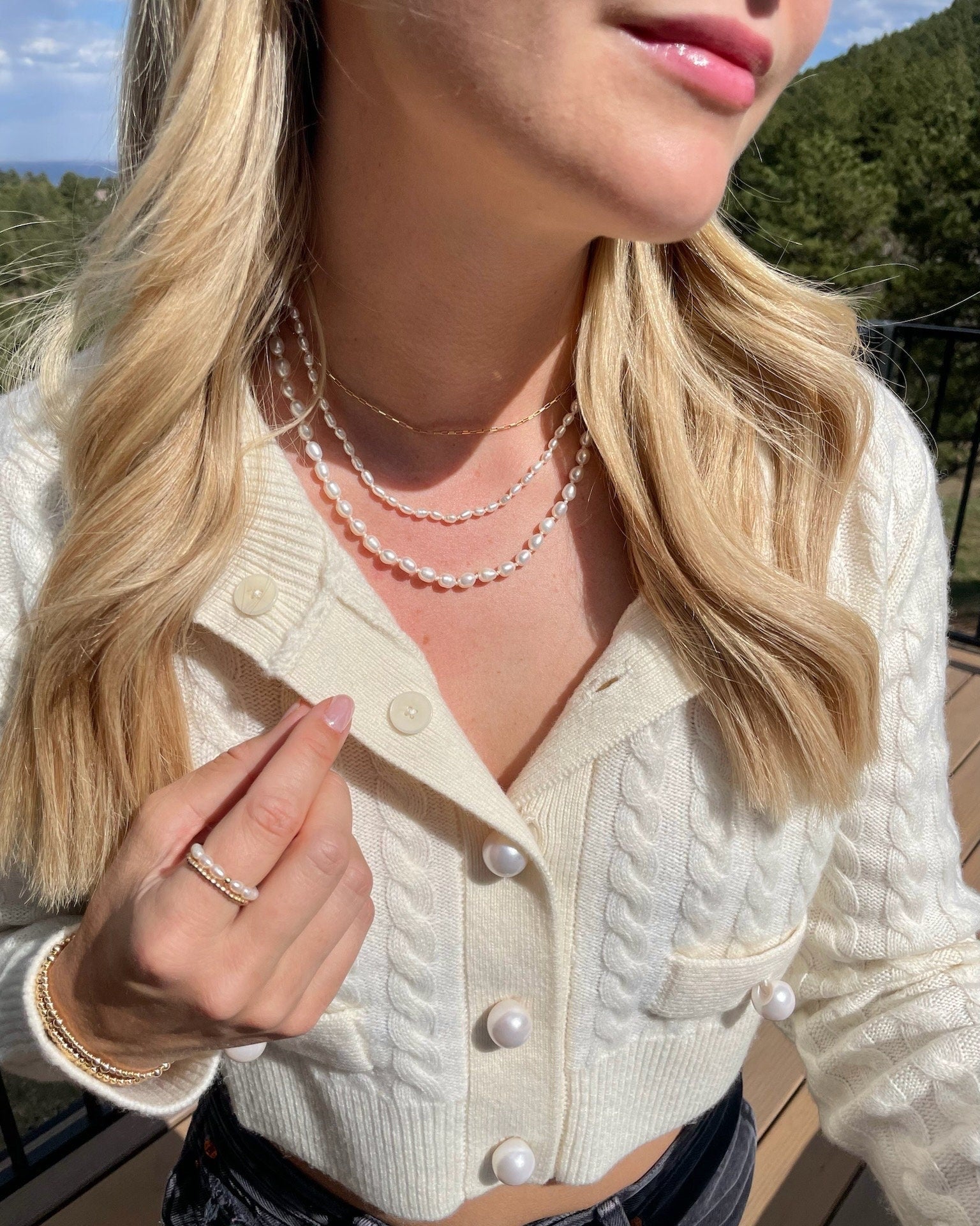 Pearl Necklace Hand Knotted on Silk Hannah May Jewelry