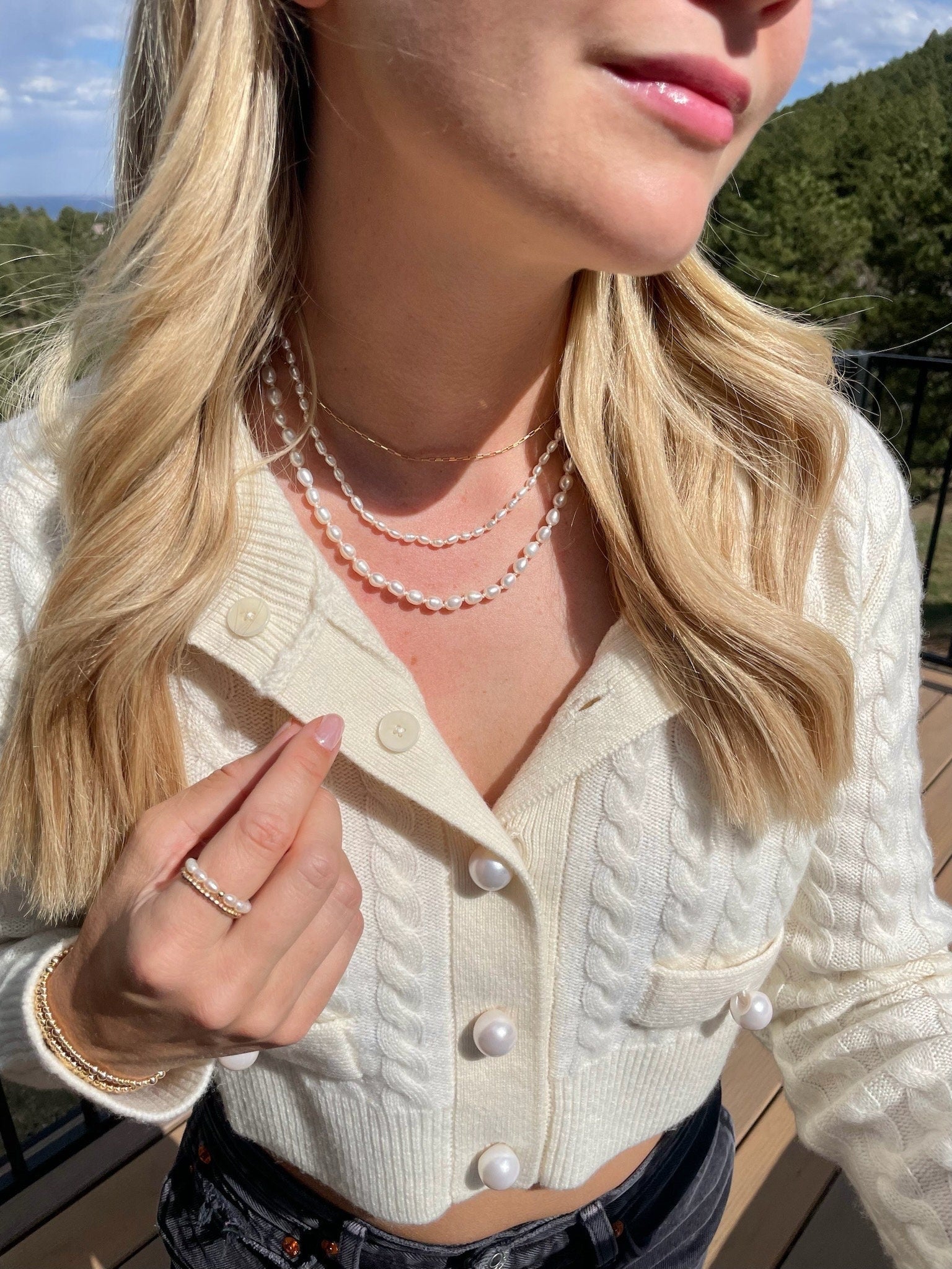 Pearl Necklace Hand Knotted on Silk Hannah May Jewelry