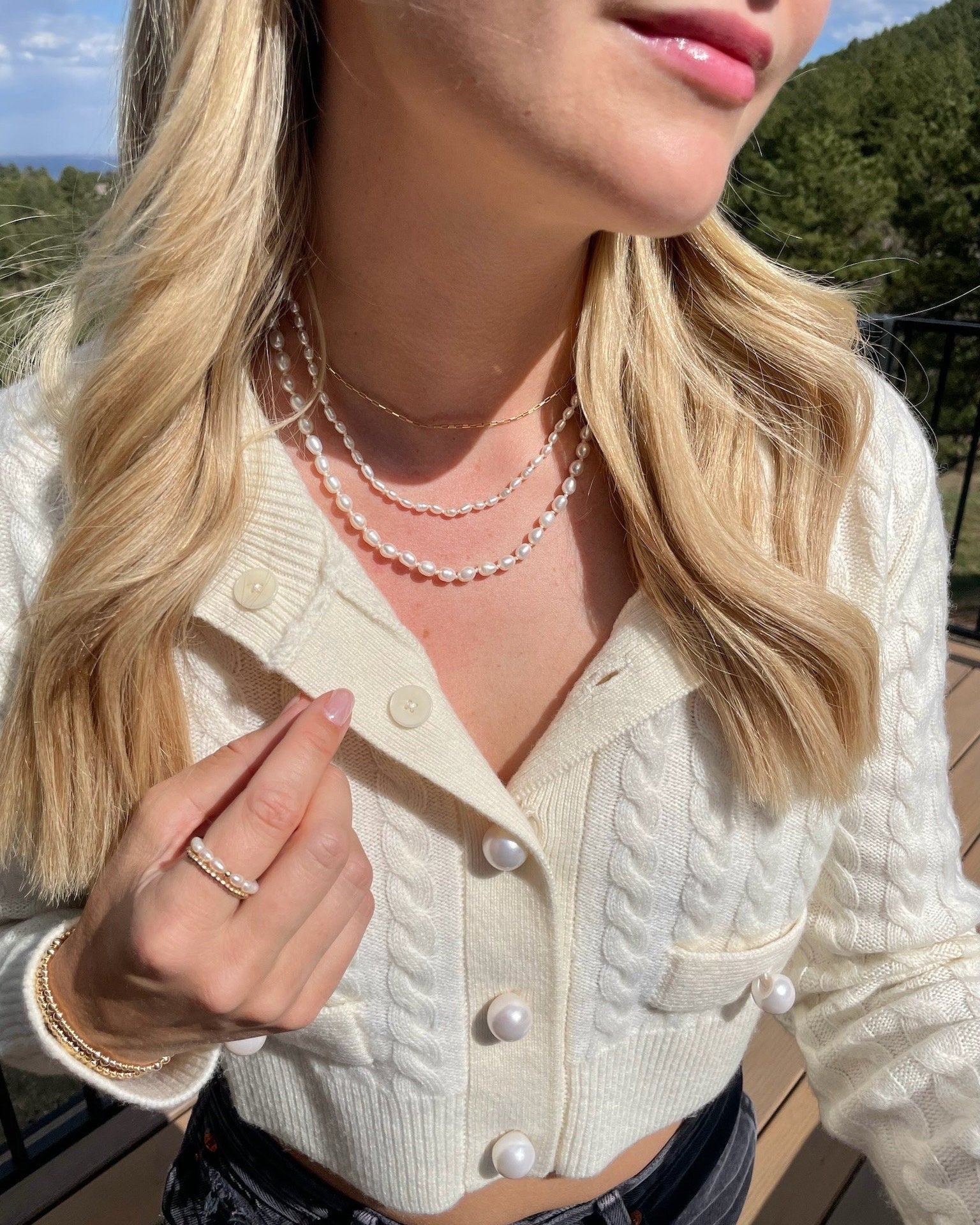 Pearl Necklace Hand Knotted on Silk by Hannah May Jewelry