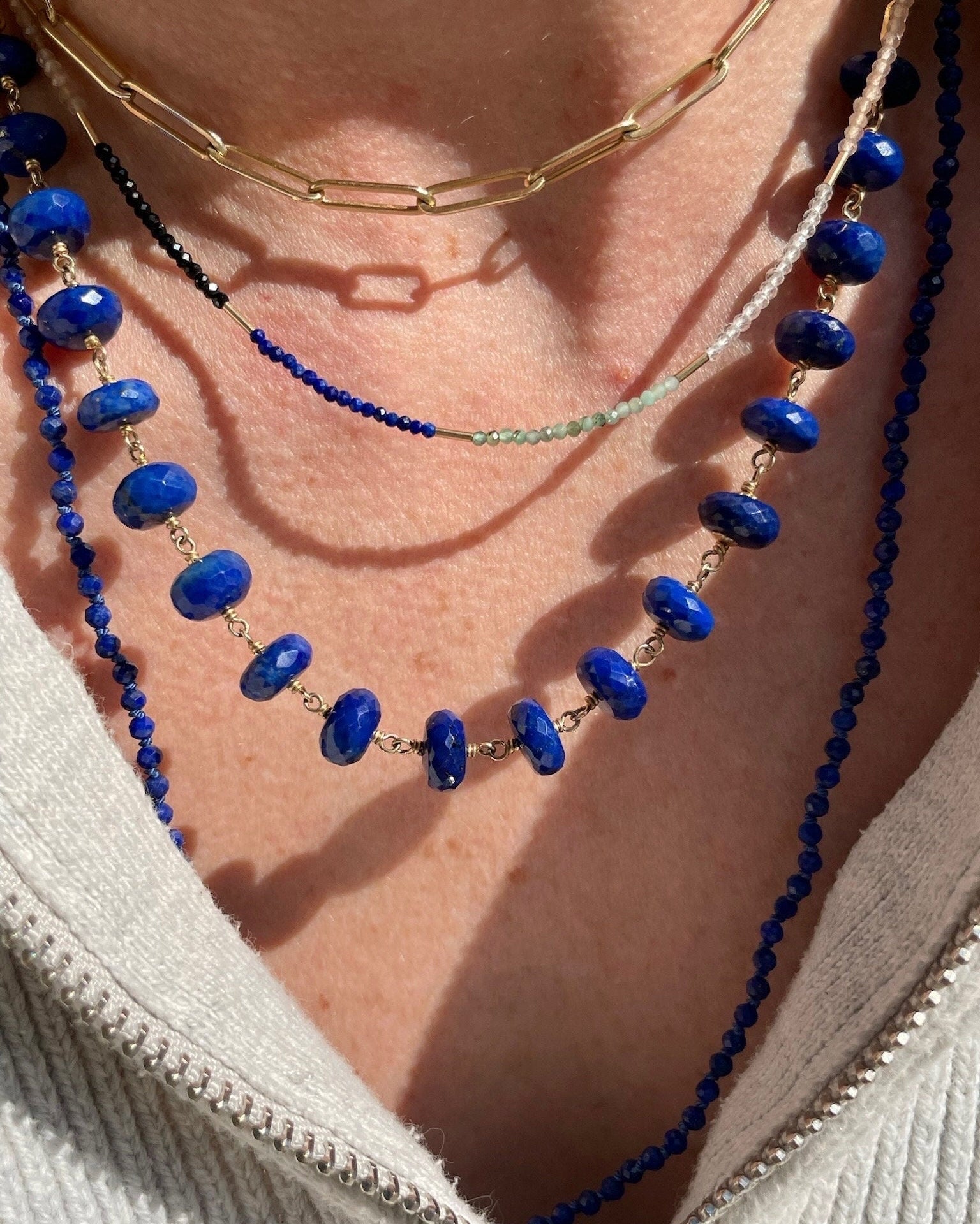 Lapis Lazuli Chain Link Necklace by Hannah May Jewelry