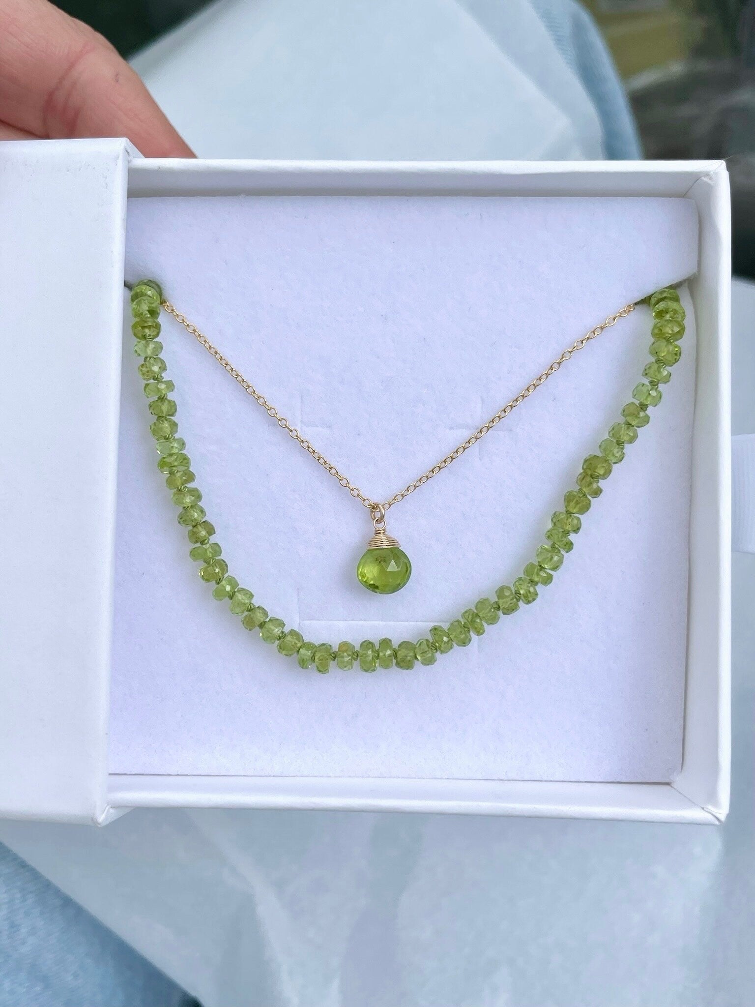 Peridot Necklace, August Birthstone Hannah May Jewelry