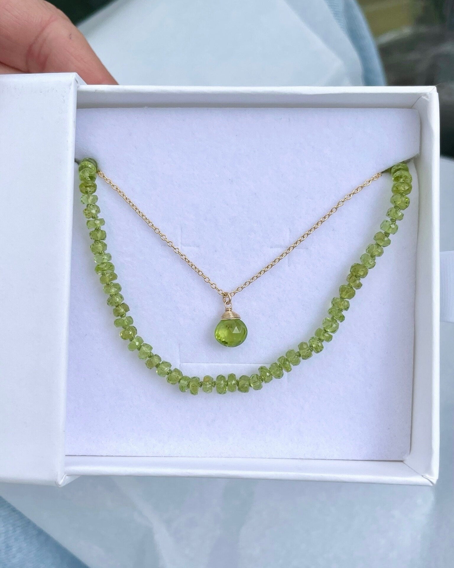Peridot Necklace, August Birthstone Hannah May Jewelry
