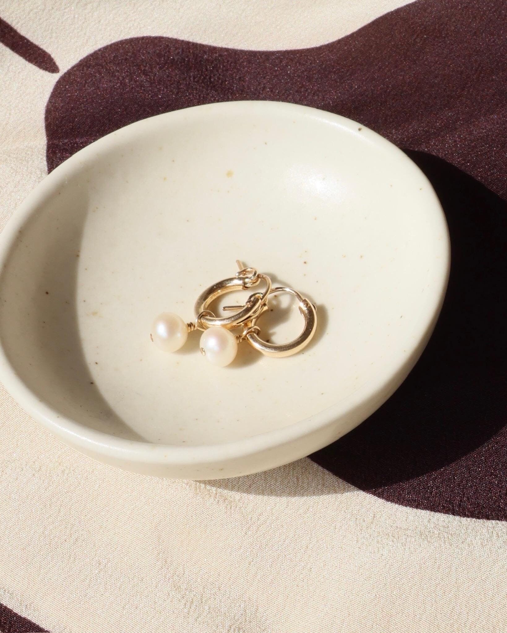 Pearl Huggie Hoop Earrings Hannah May Jewelry