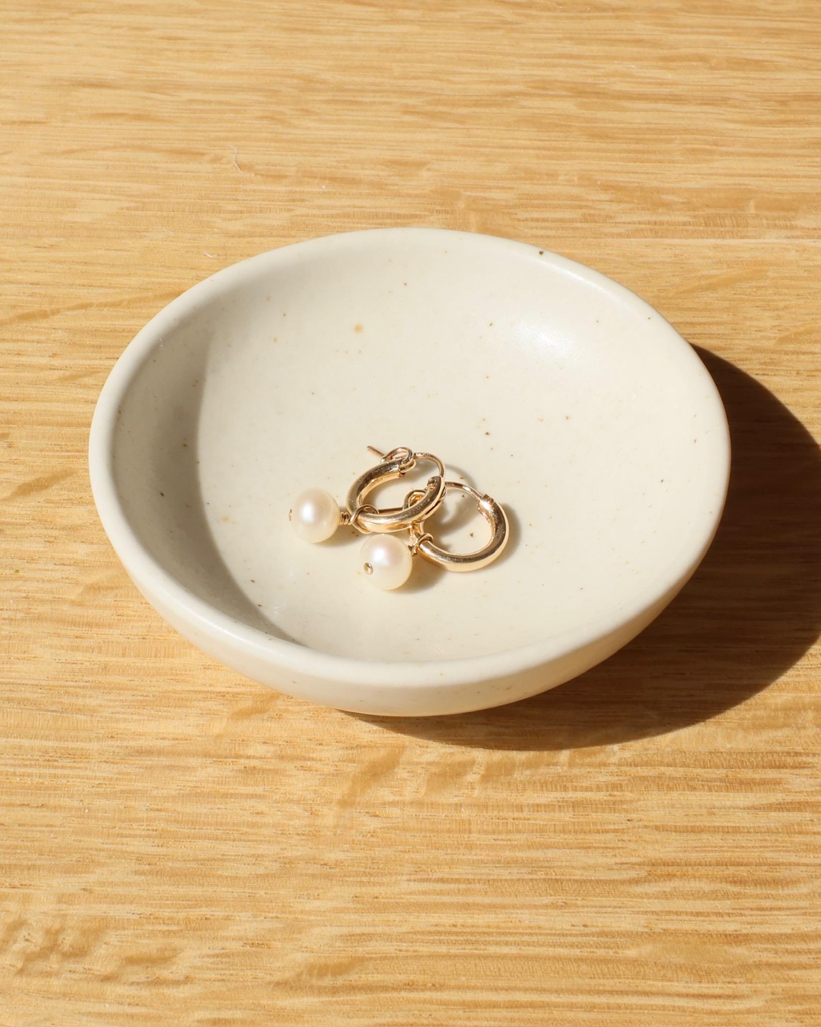 Pearl Huggie Hoop Earrings Hannah May Jewelry