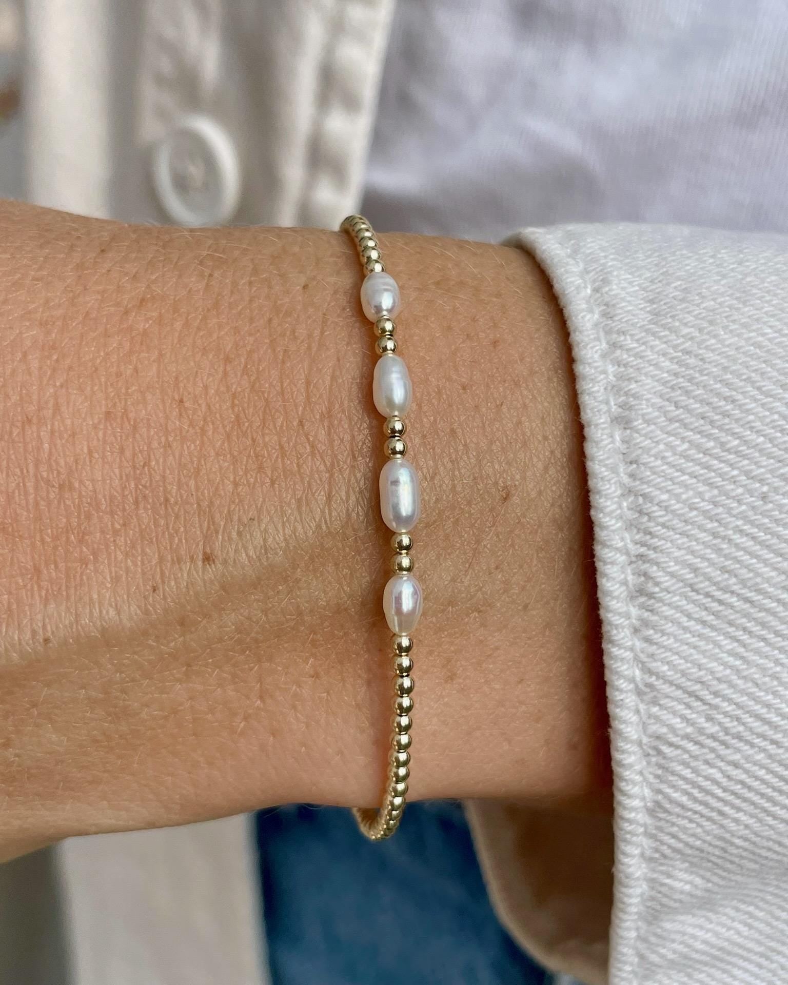 Beaded Rice Pearl Bracelet by Hannah May Jewelry