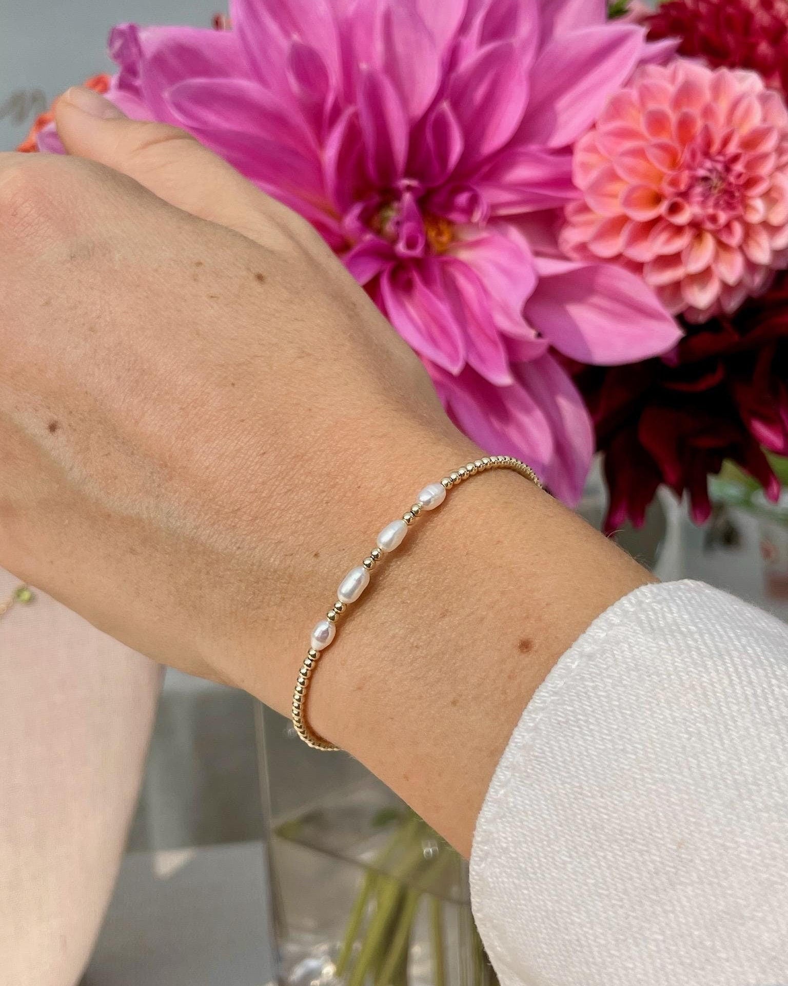 Beaded Rice Pearl Bracelet by Hannah May Jewelry