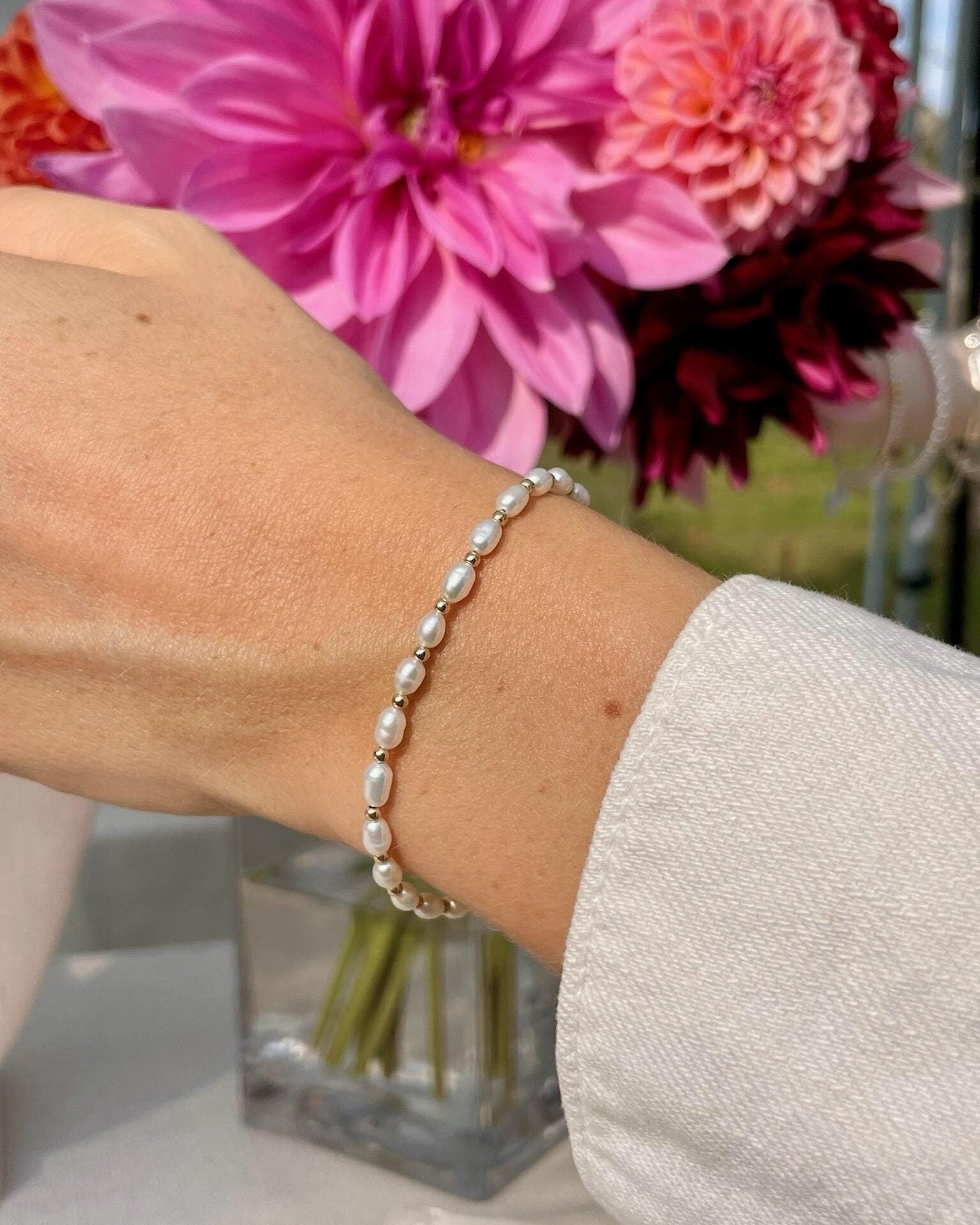 Beaded Rice Pearl Bracelet by Hannah May Jewelry