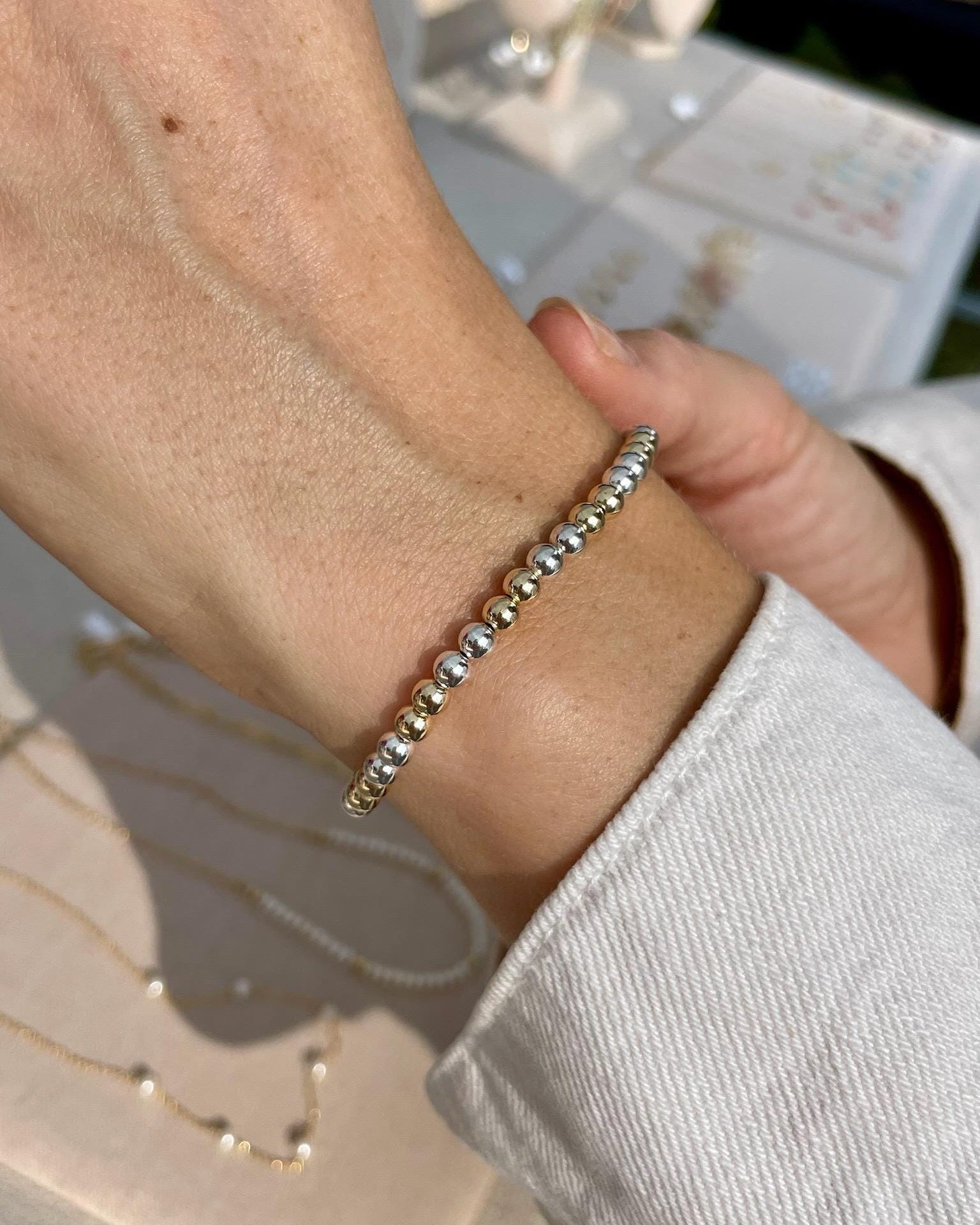 Mixed Metal Beaded Bracelet by Hannah May Jewelry