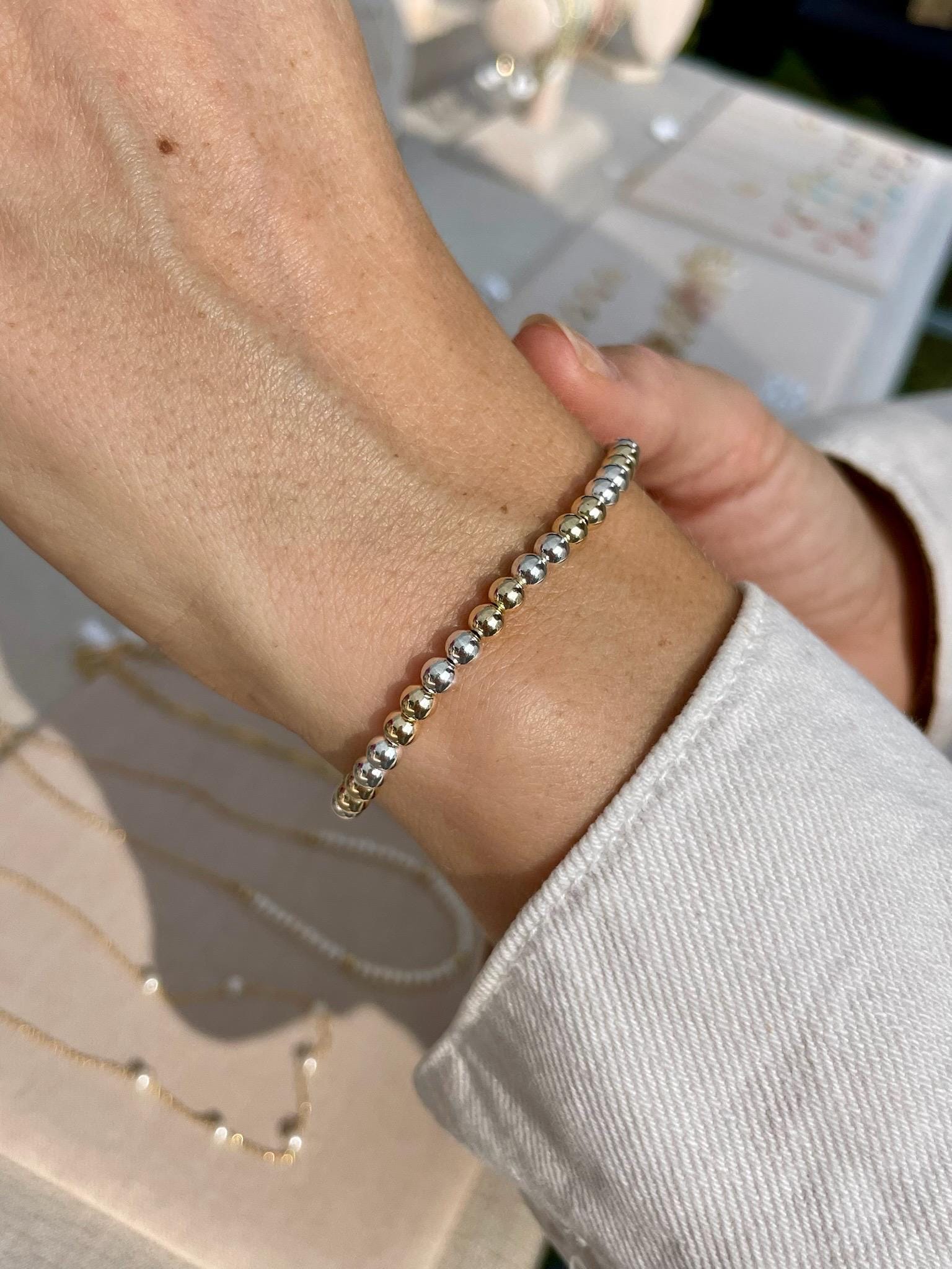 Mixed Metal Beaded Bracelet by Hannah May Jewelry