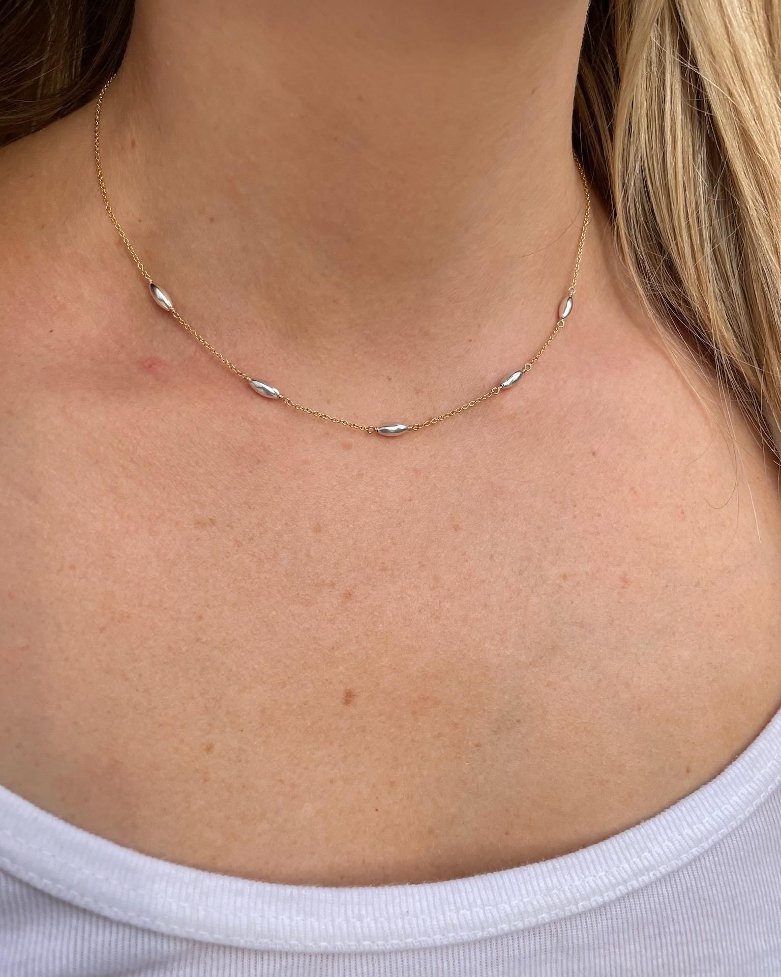 Mixed Metal Oval Station Necklace by Hannah May Jewelry