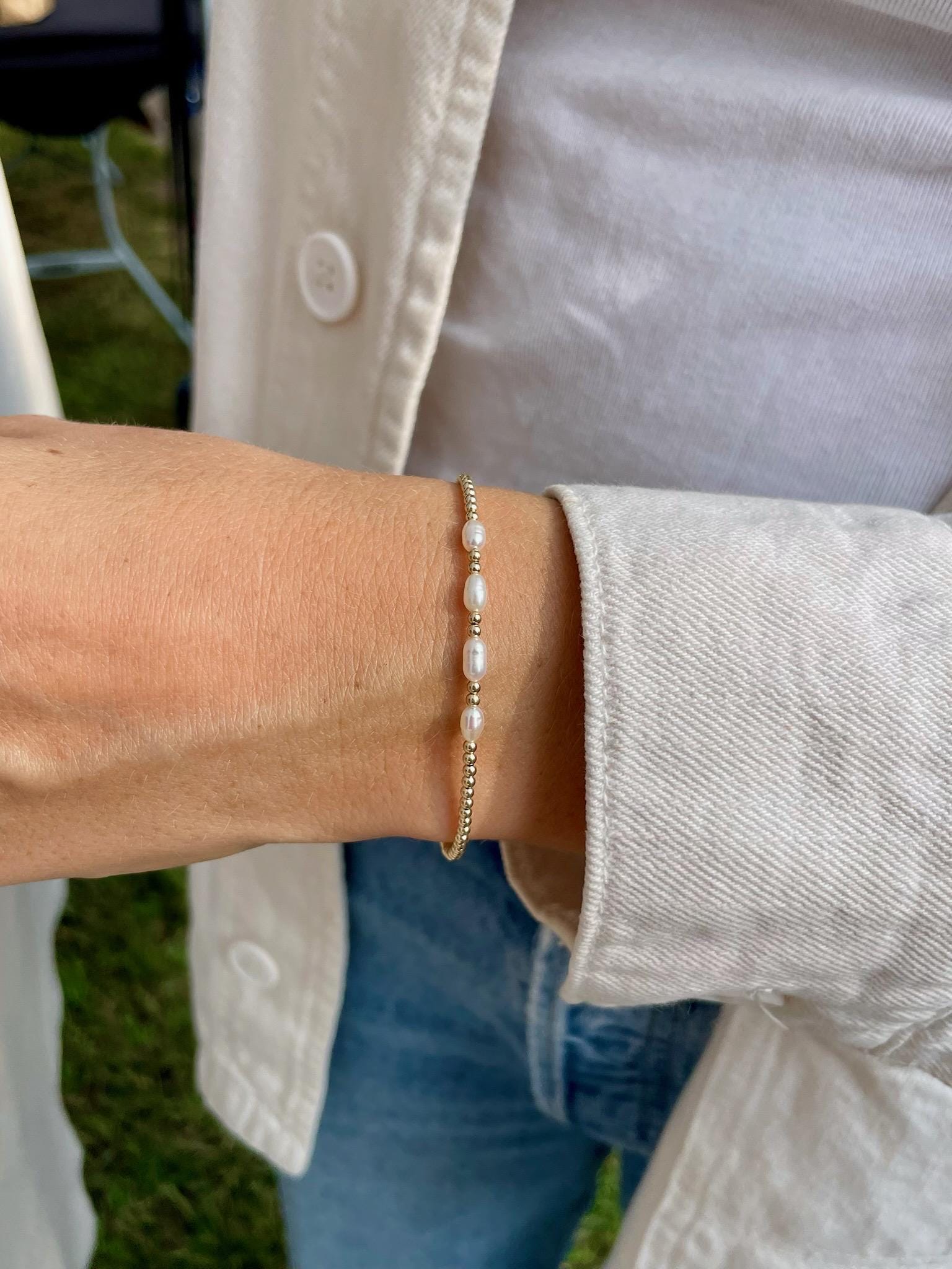 Beaded Rice Pearl Bracelet Hannah May Jewelry