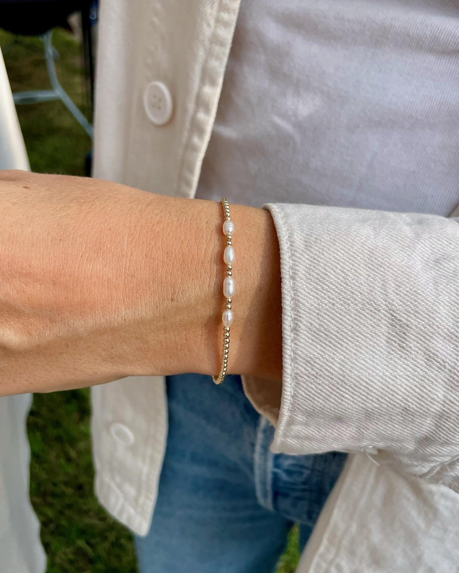 Beaded Rice Pearl Bracelet by Hannah May Jewelry
