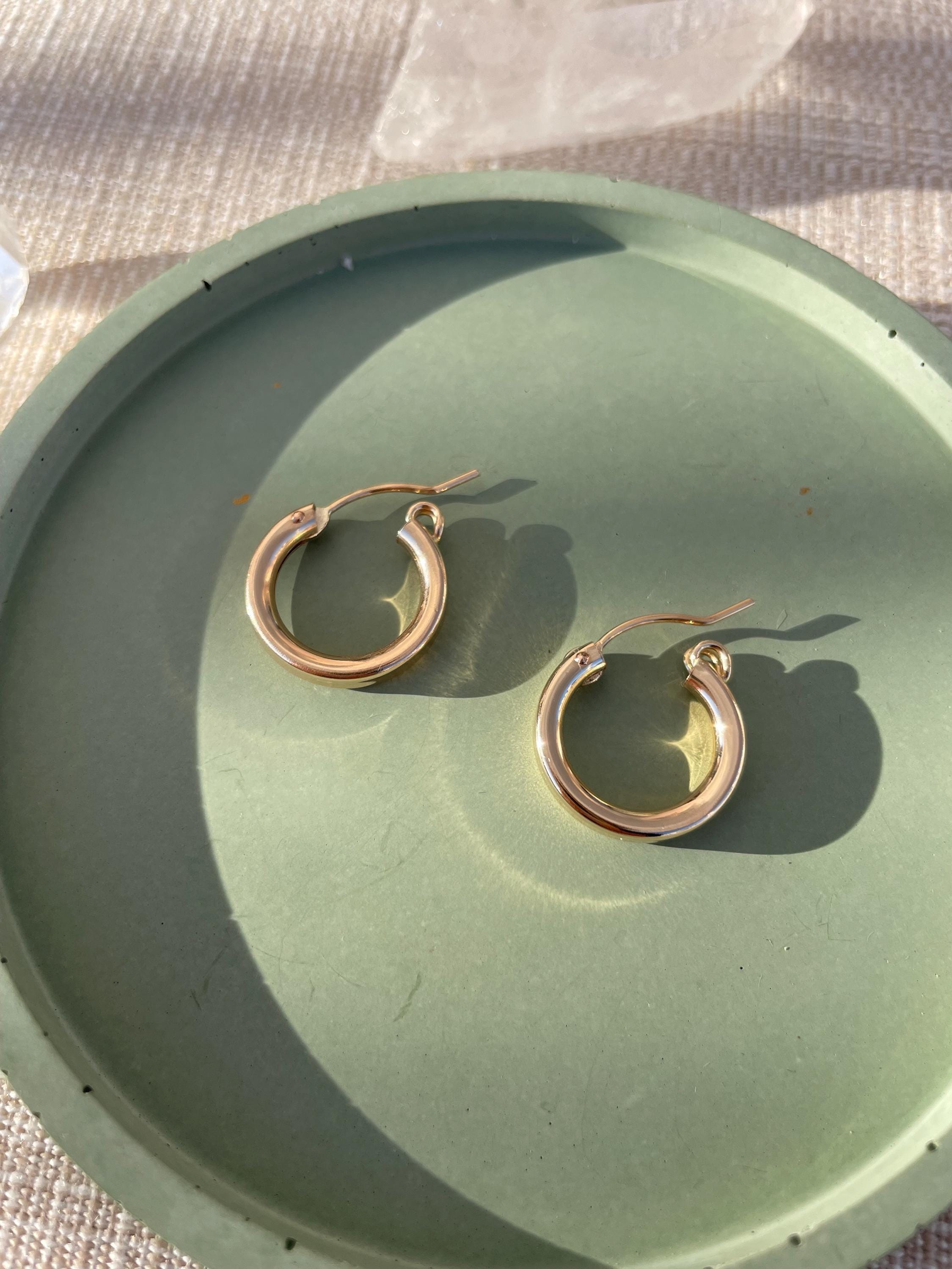 Gold Hoop Earrings – 14k Gold-Filled or Sterling Silver, Waterproof, 12mm, 18mm Hannah May Jewelry