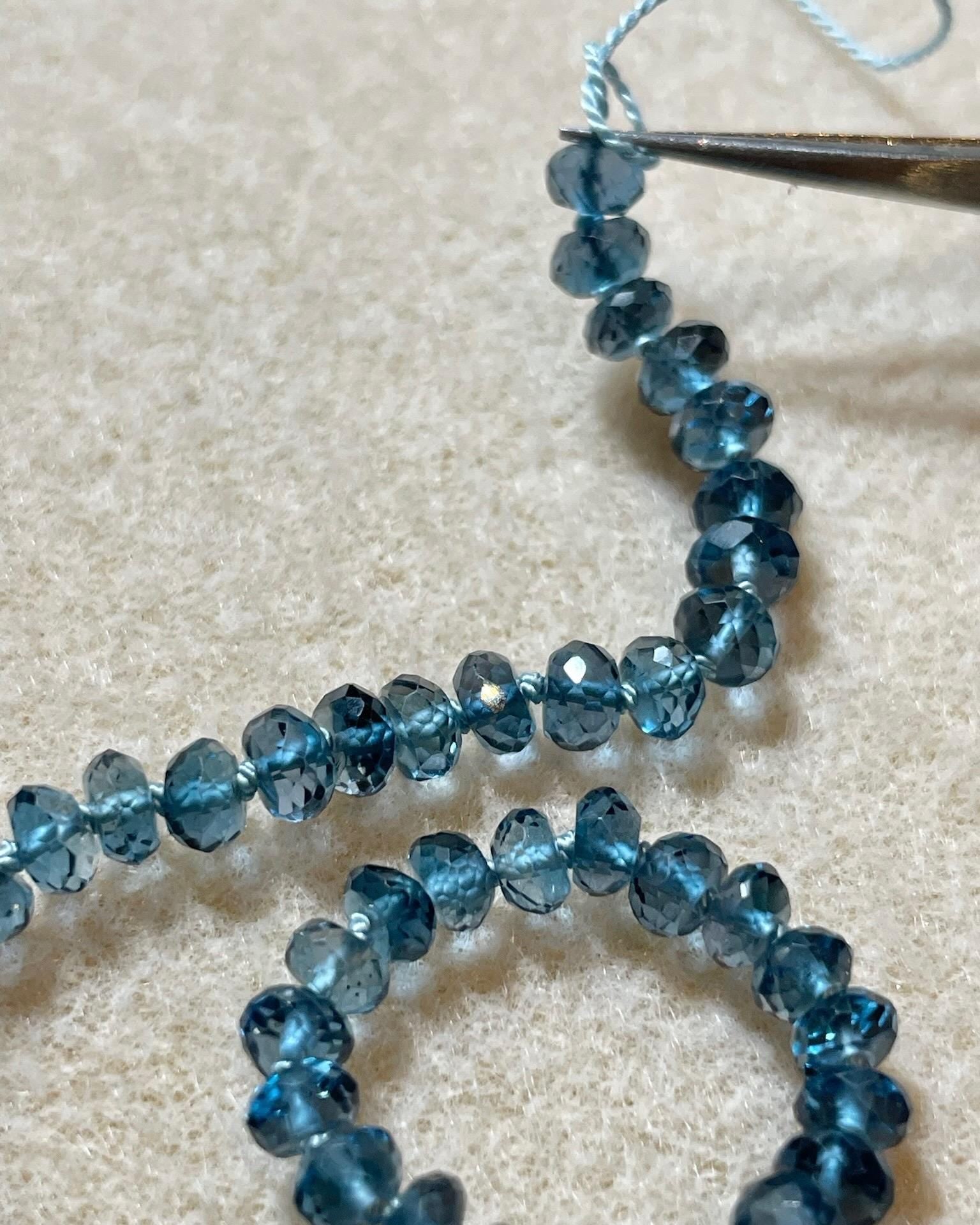 London Blue Topaz 18" Silk-Knotted Necklace – December Birthstone, 14k Gold Clasp Hannah May Jewelry