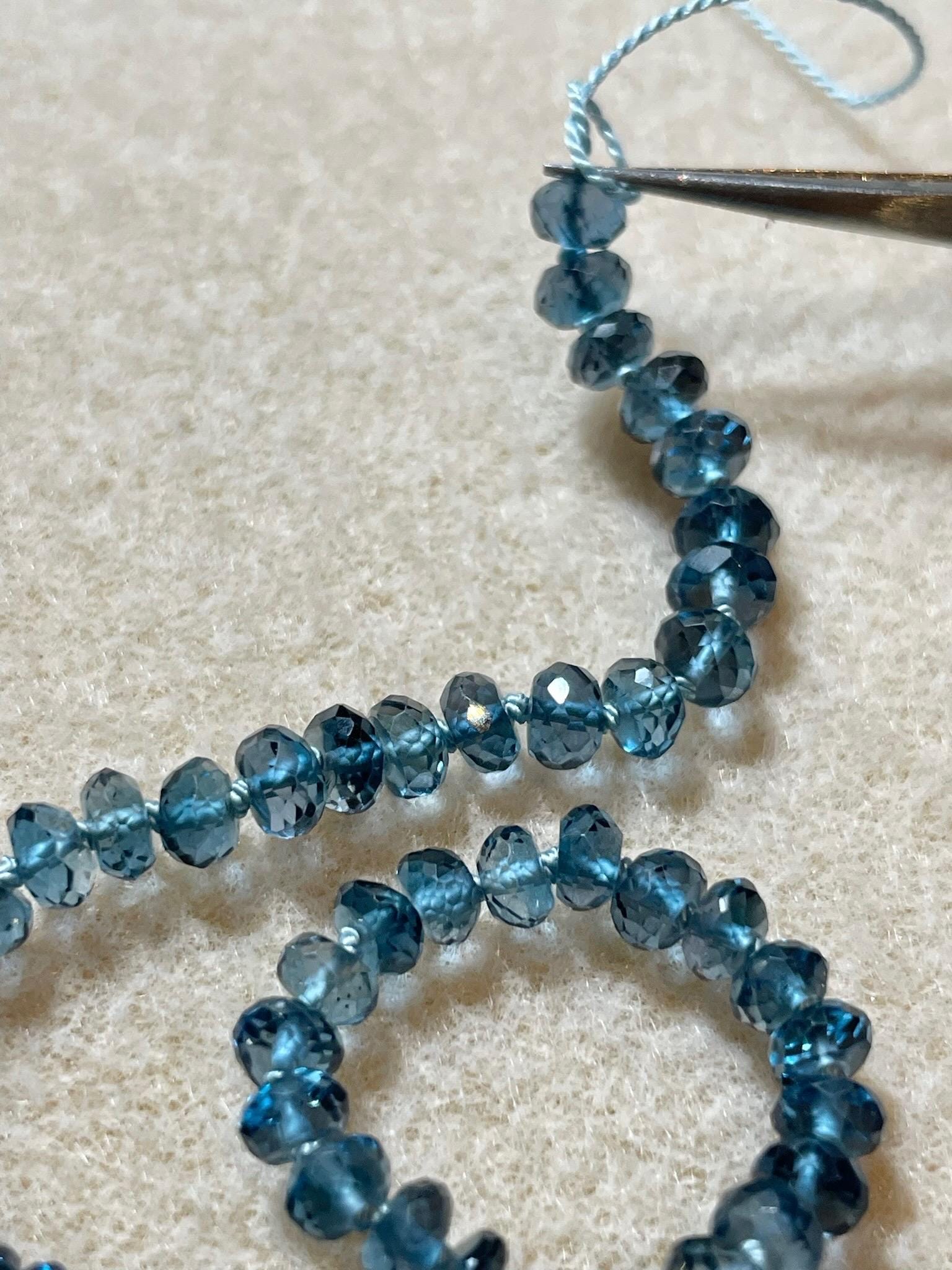 London Blue Topaz 18" Silk-Knotted Necklace – December Birthstone, 14k Gold Clasp Hannah May Jewelry