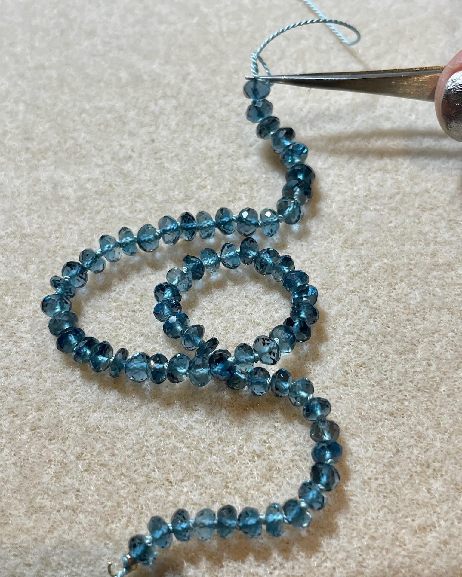 London Blue Topaz 18" Silk-Knotted Necklace – December Birthstone, 14k Gold Clasp Hannah May Jewelry