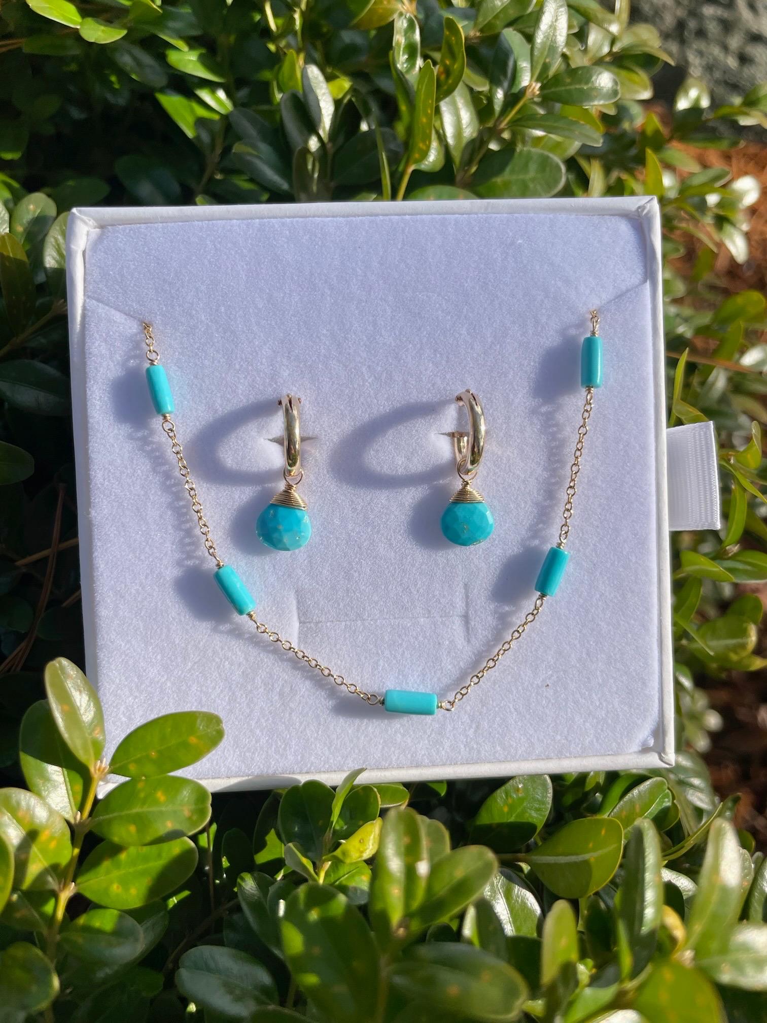 Sleeping Beauty Turquoise Huggie Hoops – December Birthstone, 14k Gold-Filled or Sterling Silver, 12mm Hannah May Jewelry