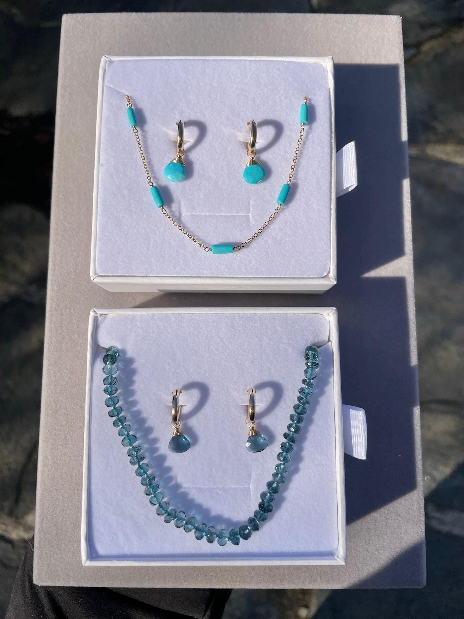 Sleeping Beauty Turquoise Huggie Hoops – December Birthstone, 14k Gold-Filled or Sterling Silver, 12mm Hannah May Jewelry