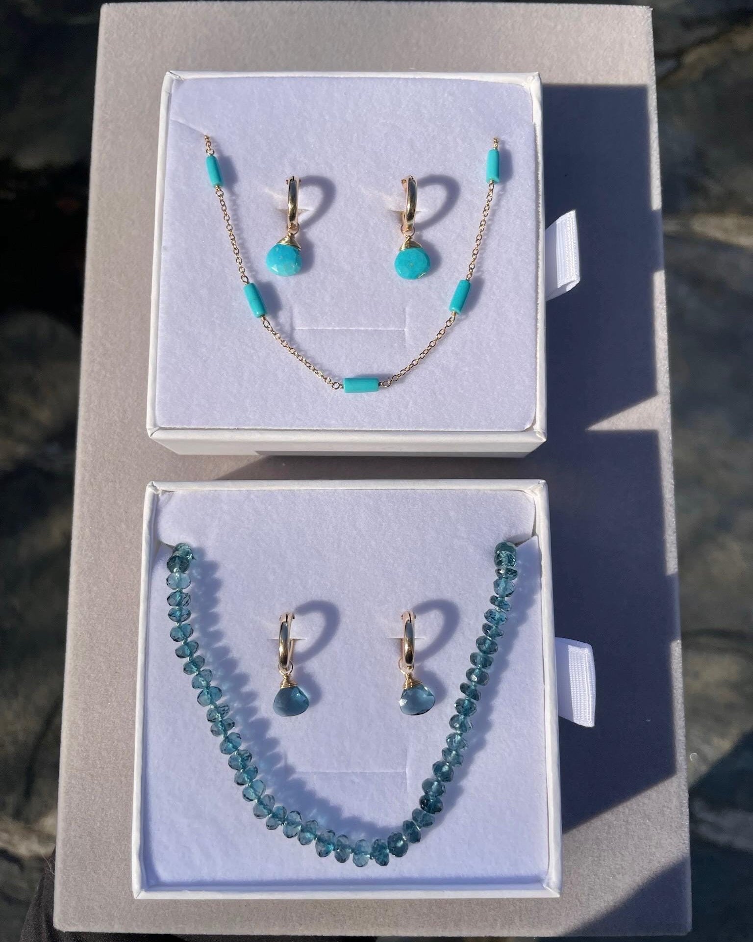 Sleeping Beauty Turquoise Huggie Hoops – December Birthstone, 14k Gold-Filled or Sterling Silver, 12mm Hannah May Jewelry