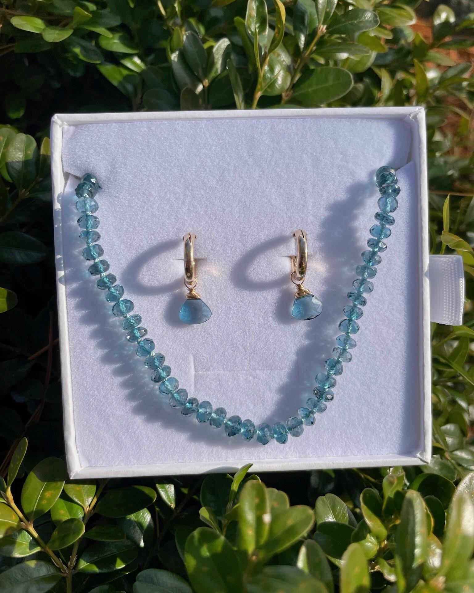 London Blue Topaz 18" Silk-Knotted Necklace – December Birthstone, 14k Gold Clasp Hannah May Jewelry