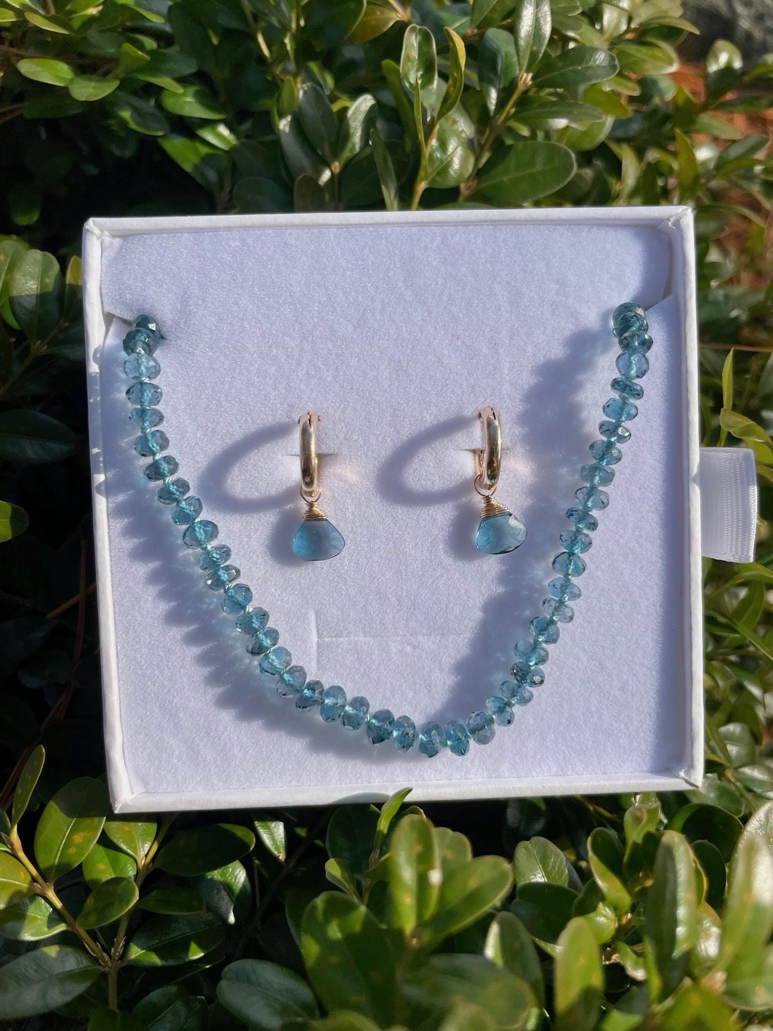 London Blue Topaz 18" Silk-Knotted Necklace – December Birthstone, 14k Gold Clasp Hannah May Jewelry