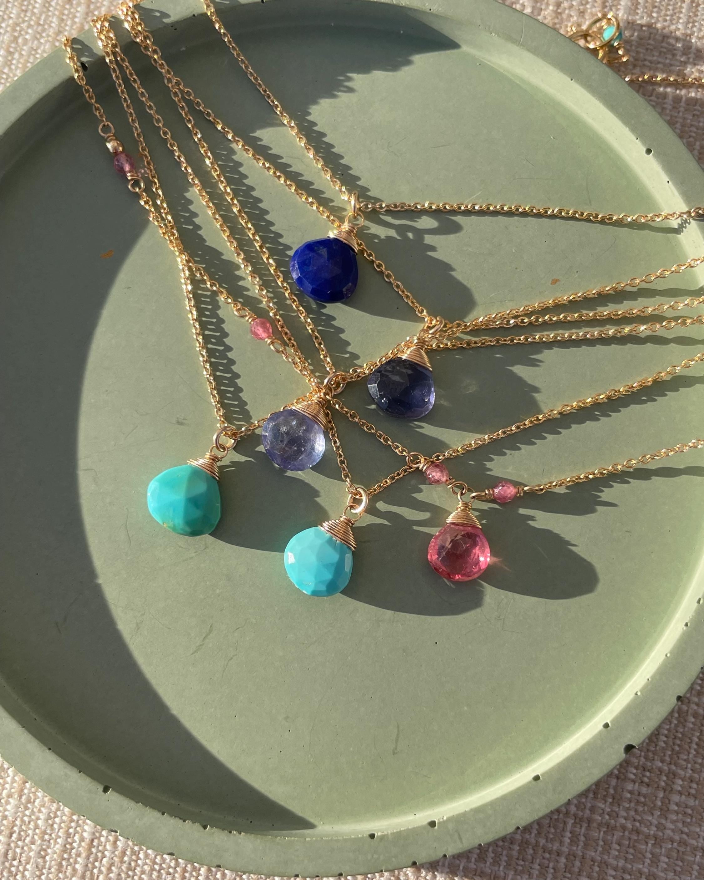 Sleeping Beauty Turquoise Gem Drop Necklace by Hannah May Jewelry