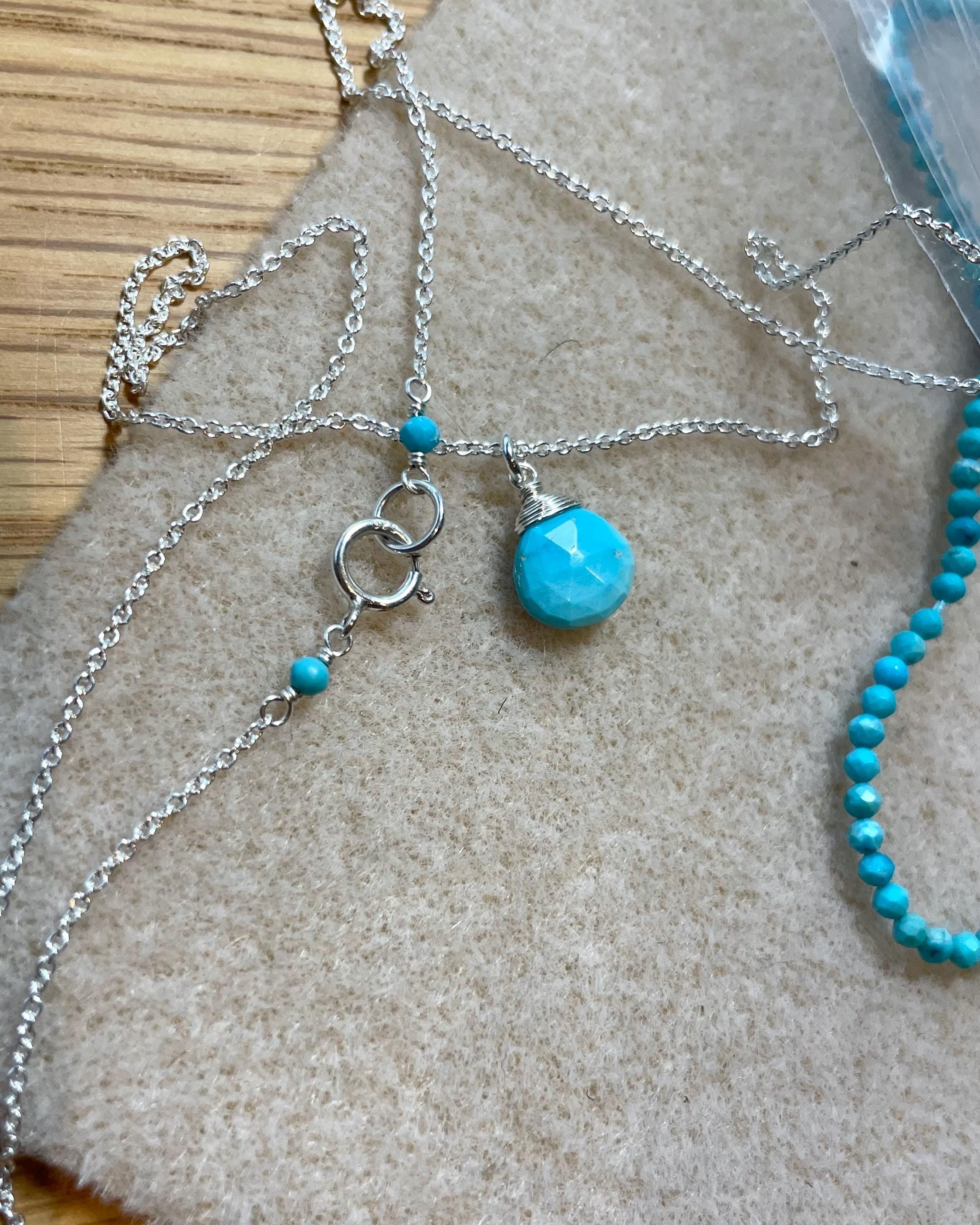 Sleeping Beauty Turquoise Gem Drop Necklace by Hannah May Jewelry