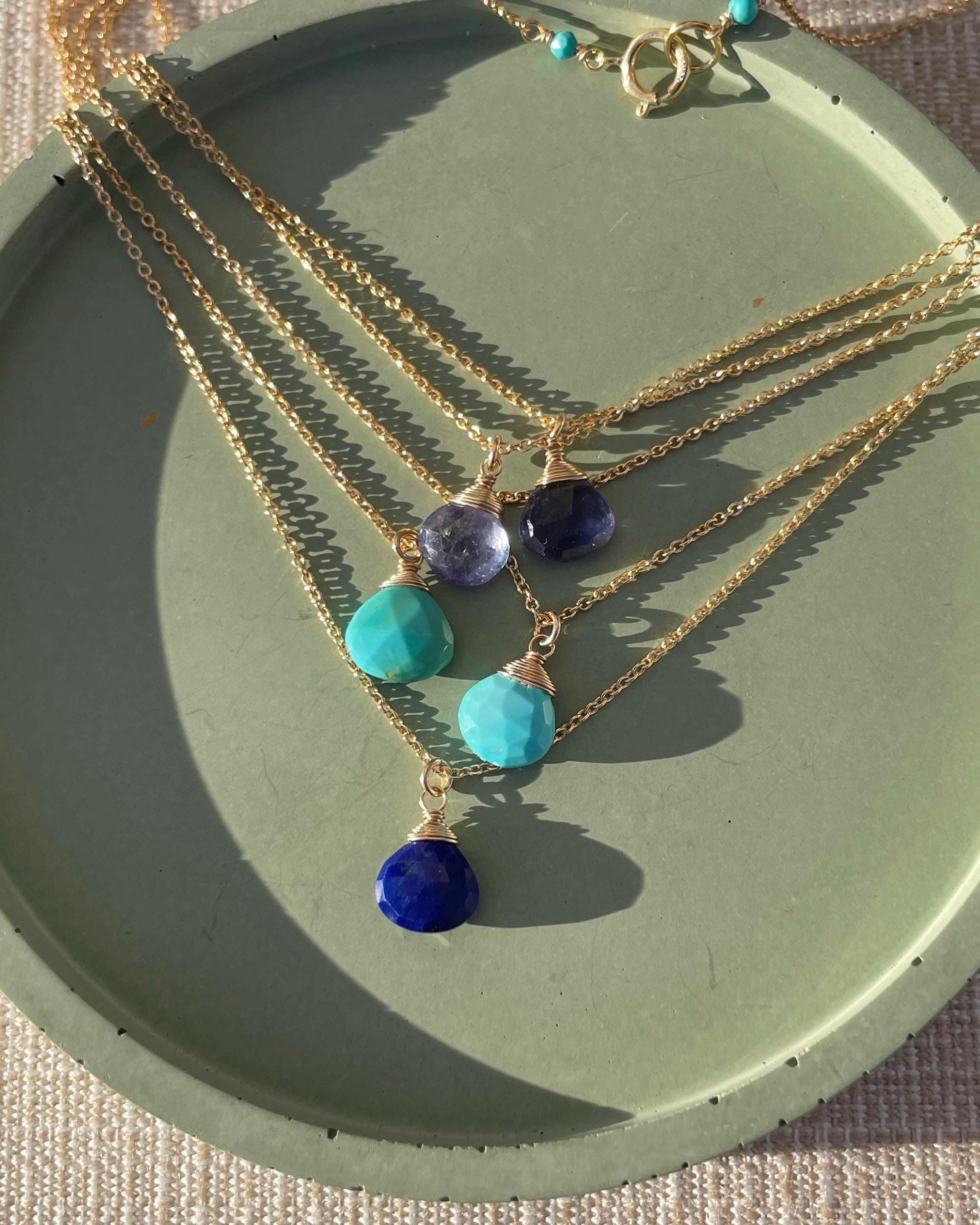 Sleeping Beauty Turquoise Gem Drop Necklace by Hannah May Jewelry