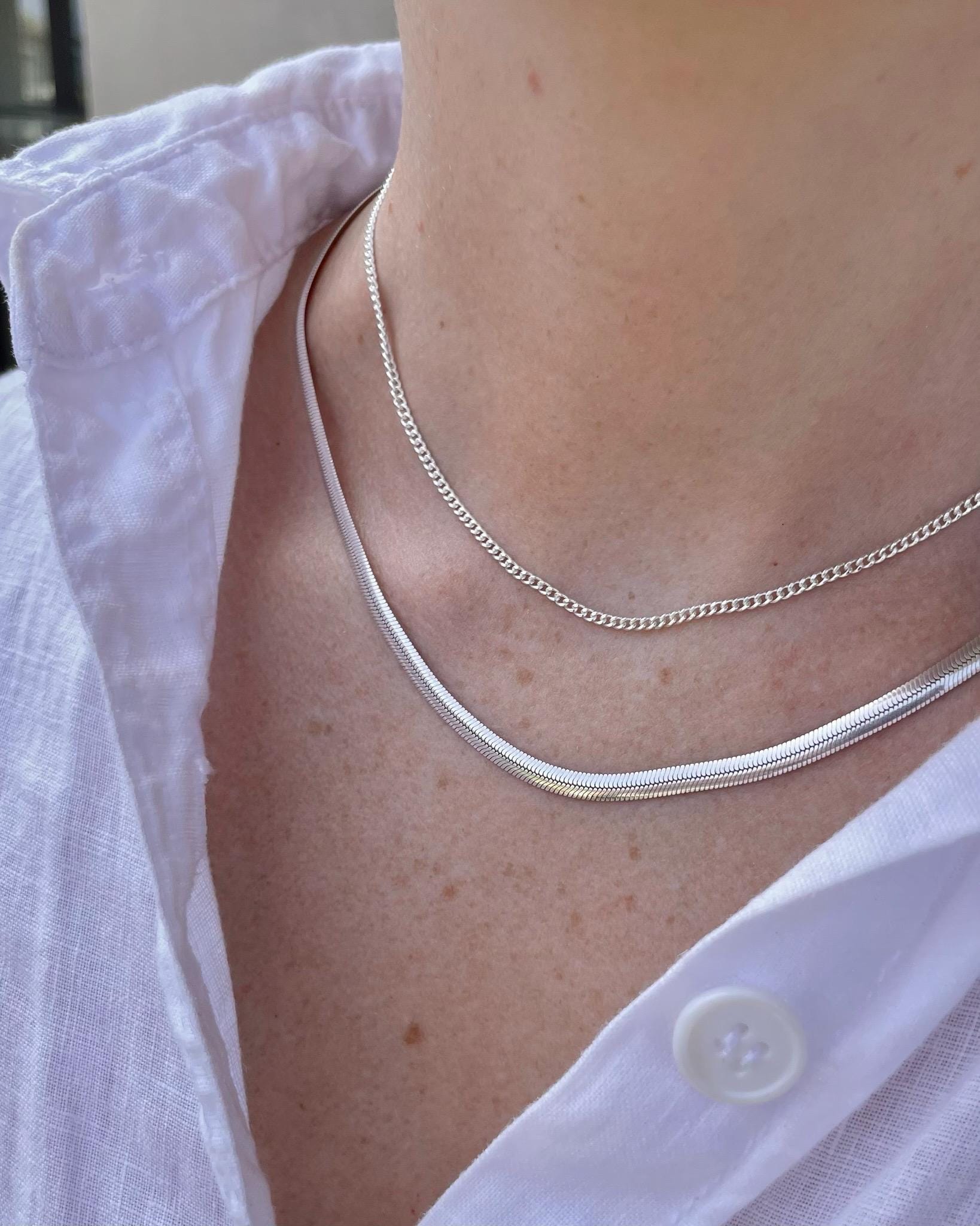 Sterling Silver Curb Chain Necklace by Hannah May Jewelry