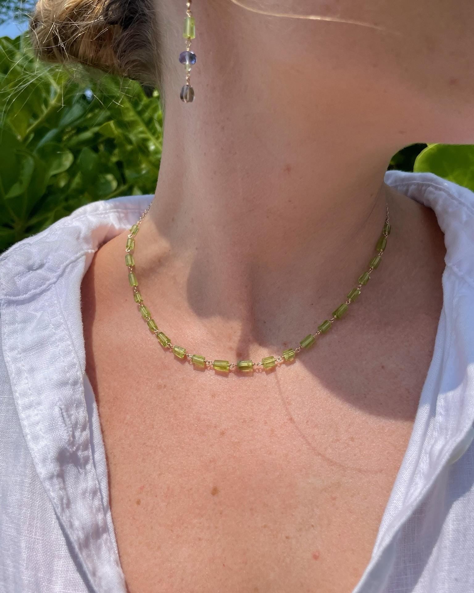 Chain Link Gemstone Necklace, Half Gemstone & Half Chain Hannah May Jewelry