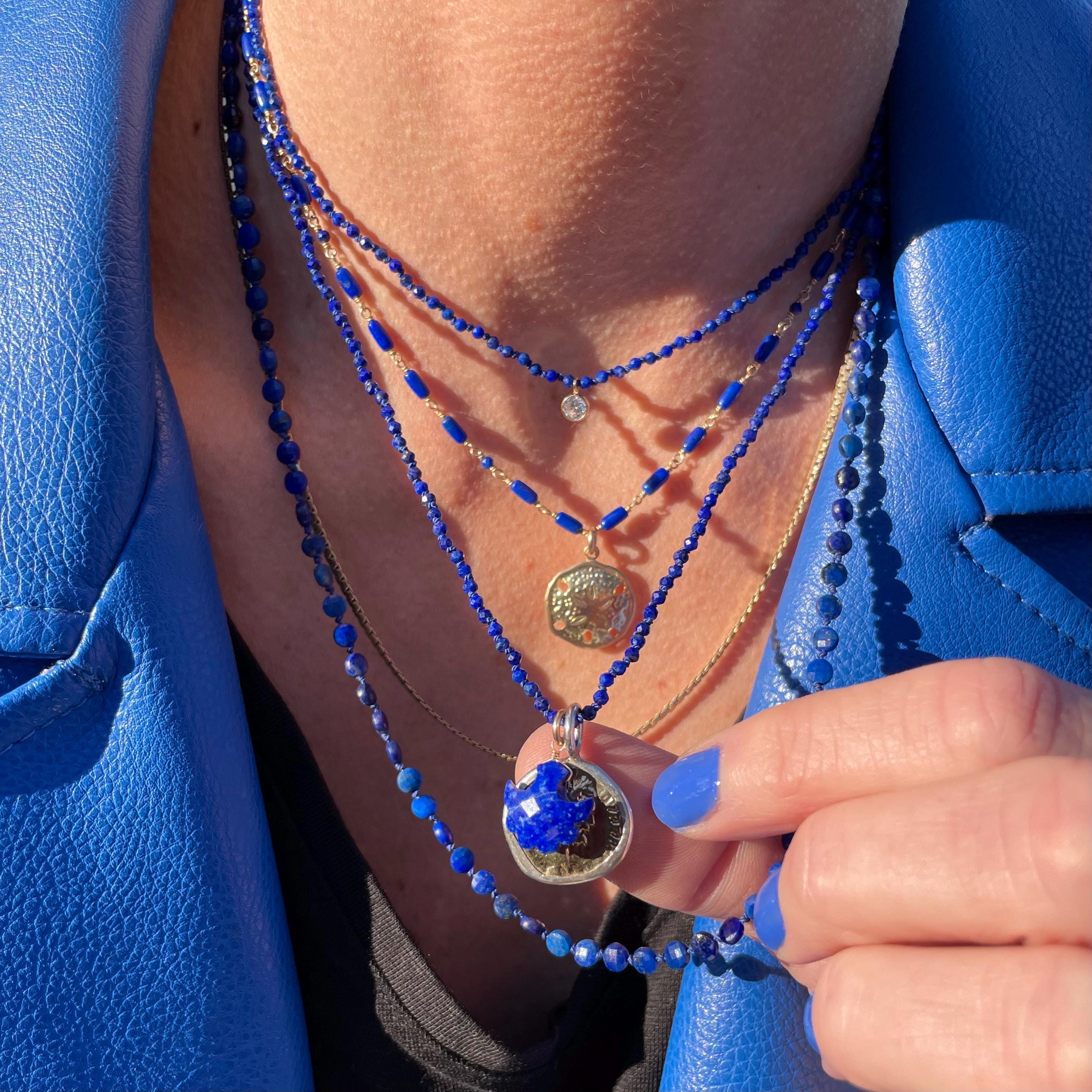 Silk Knotted Gemstone Necklace with CZ Charm by Hannah May Jewelry