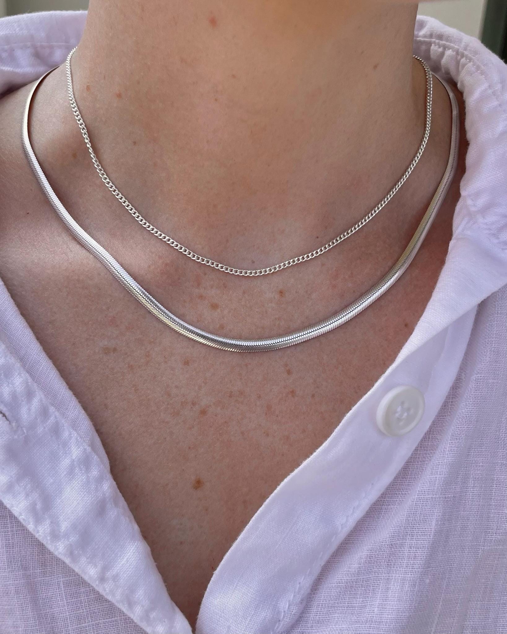 Sterling Silver Curb Chain Necklace by Hannah May Jewelry