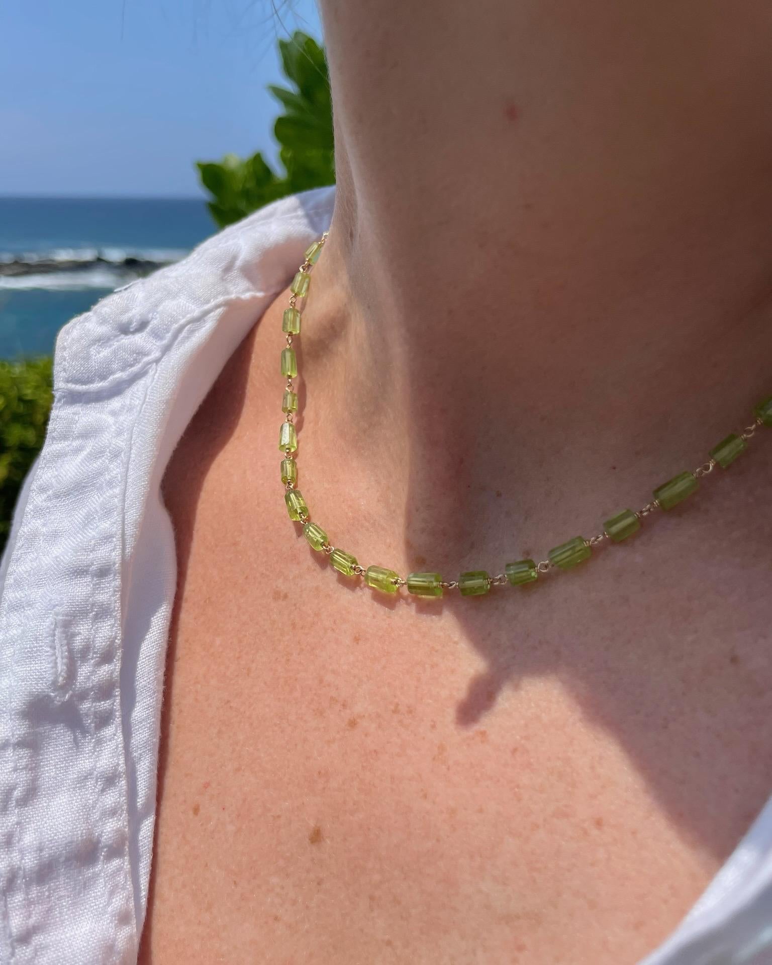 Half Gemstone Chain Link Necklace by Hannah May Jewelry