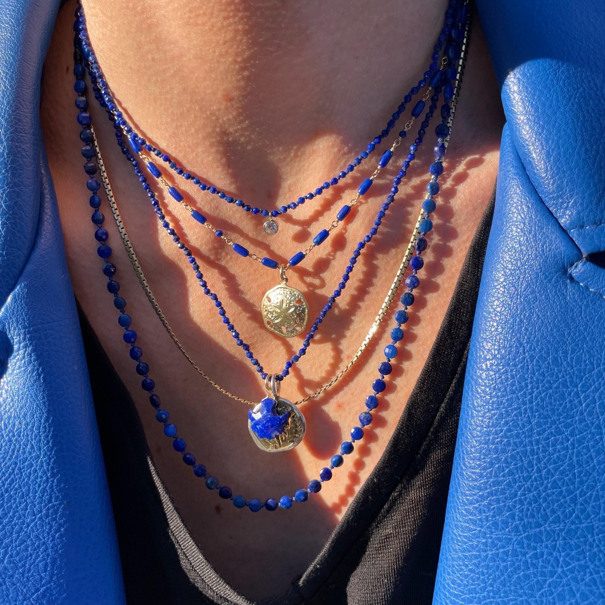 Silk Knotted Gemstone Necklace with CZ Charm by Hannah May Jewelry