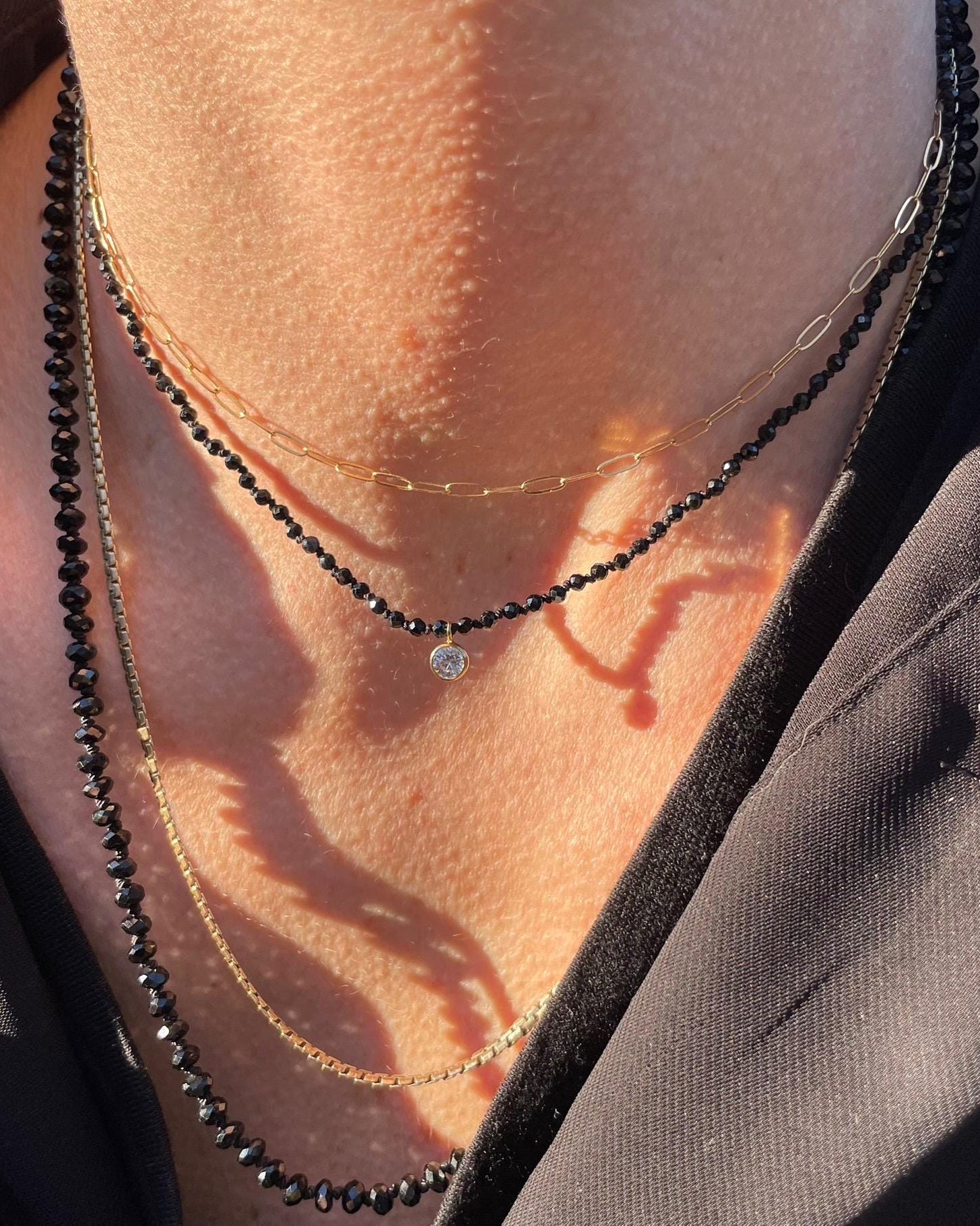 Silk Knotted Gemstone Necklace with CZ Charm by Hannah May Jewelry