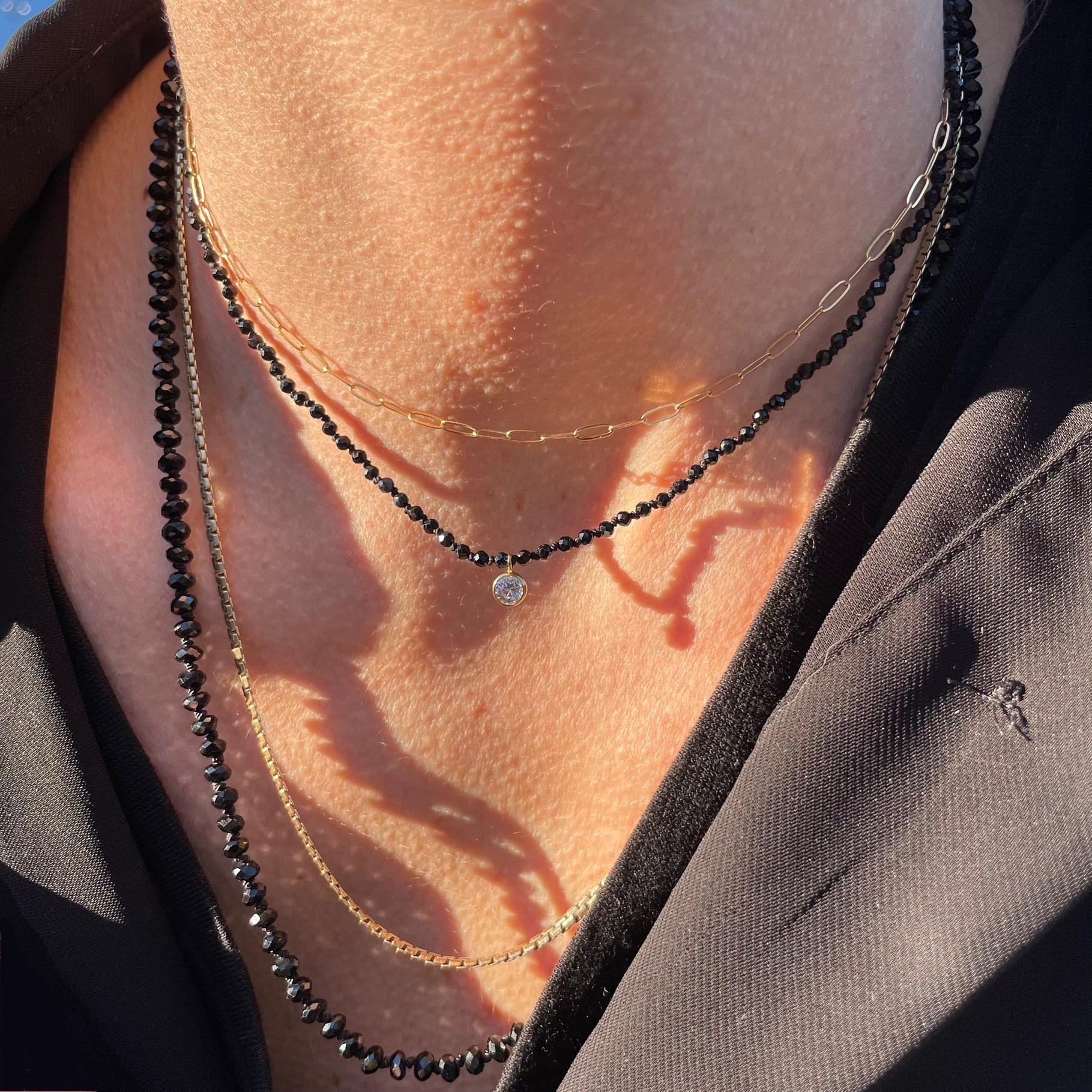 Silk Knotted Gemstone Necklace with CZ Charm by Hannah May Jewelry