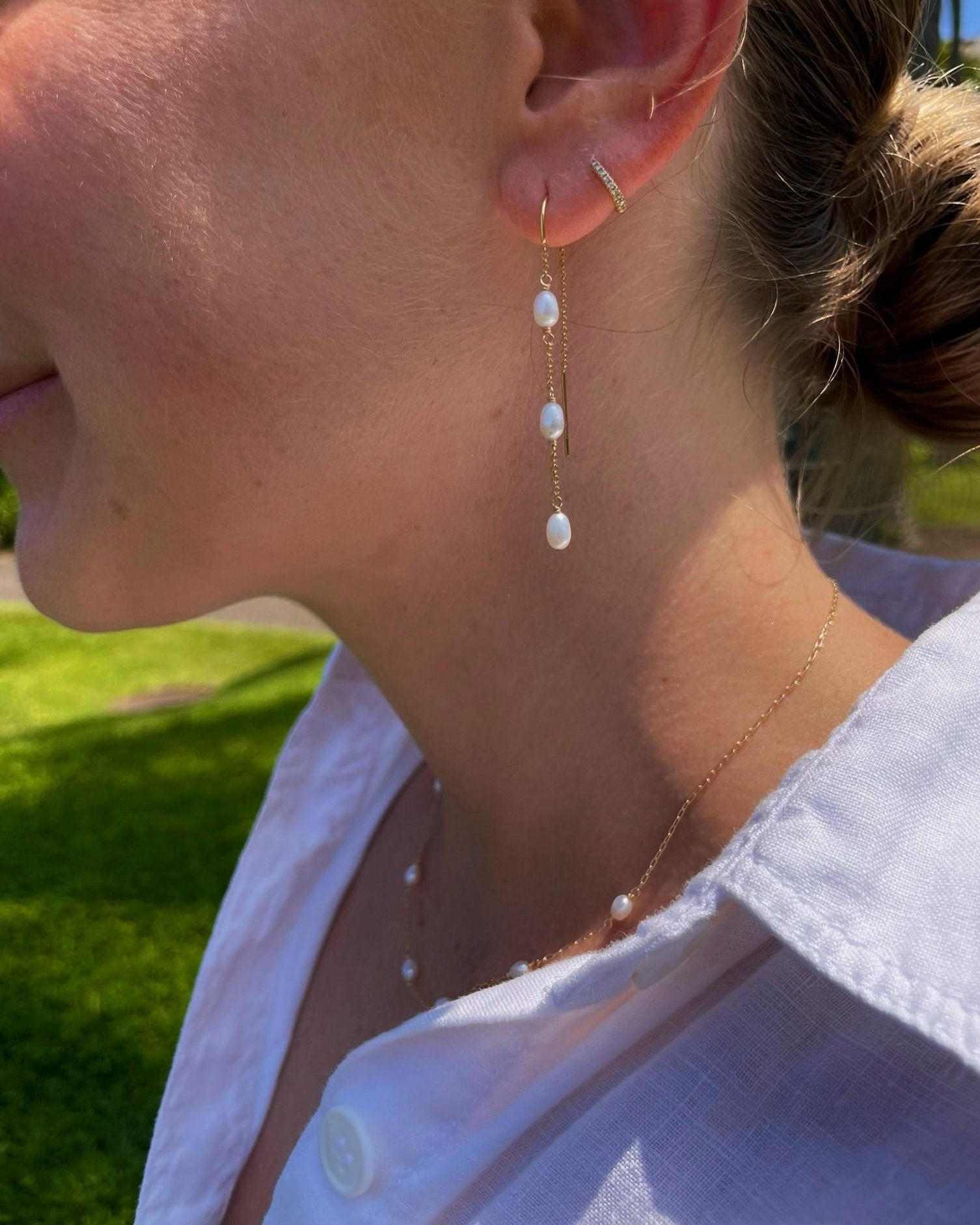 Pearl Threader Earrings Hannah May Jewelry