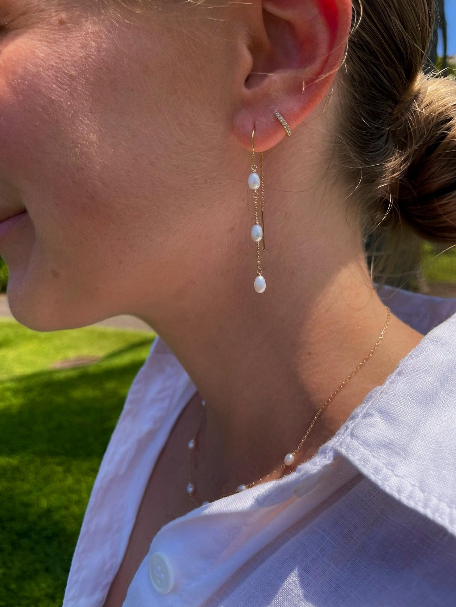 Pearl Threader Earrings Hannah May Jewelry