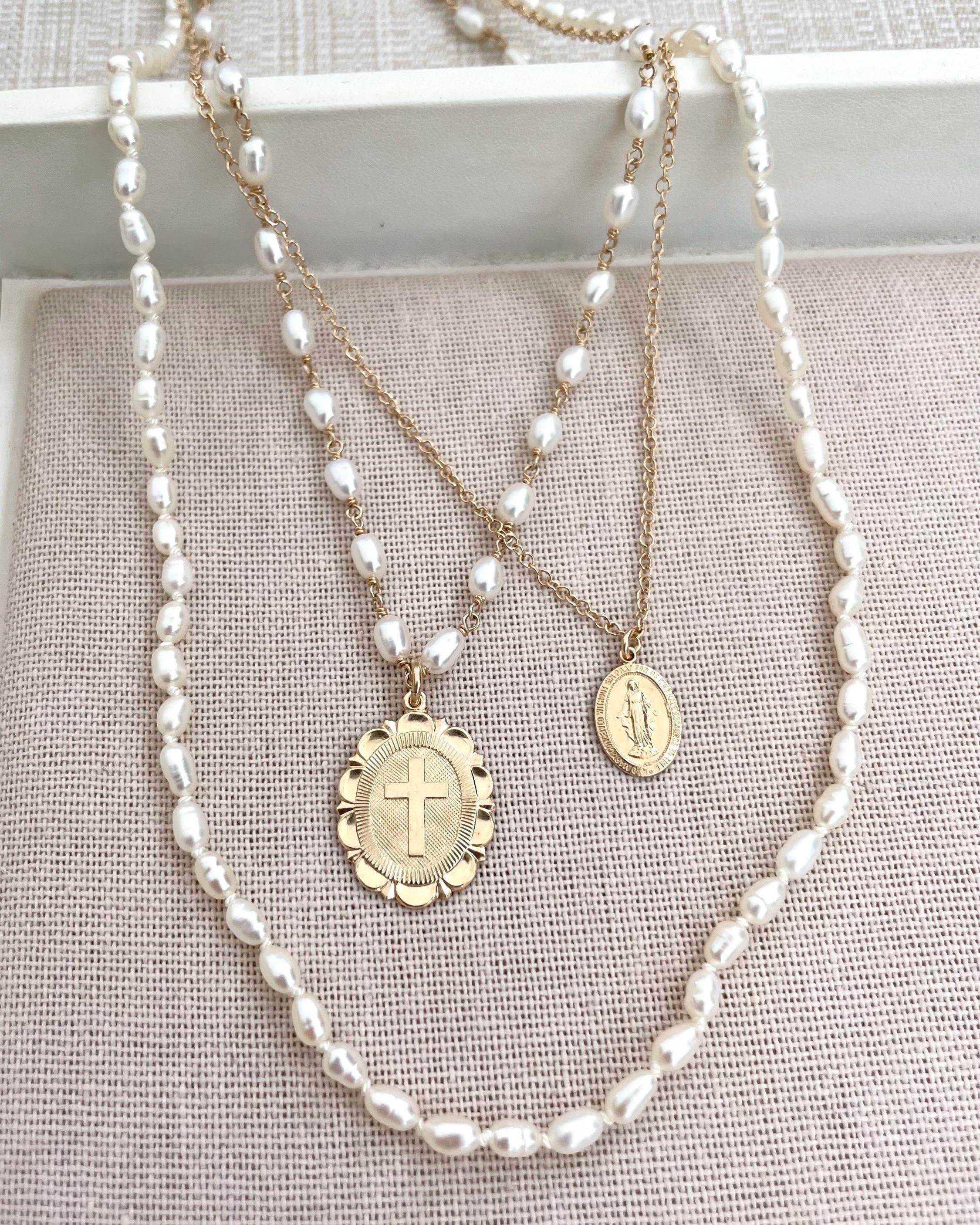 Pearl Necklace Hand Knotted on Silk by Hannah May Jewelry