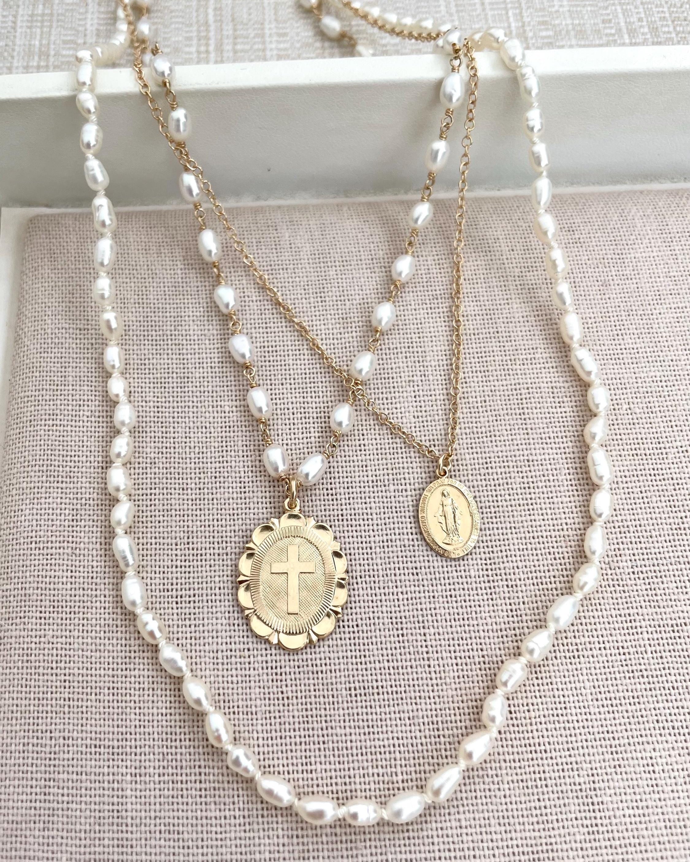 Rice Pearl Chain Link Necklace by Hannah May Jewelry