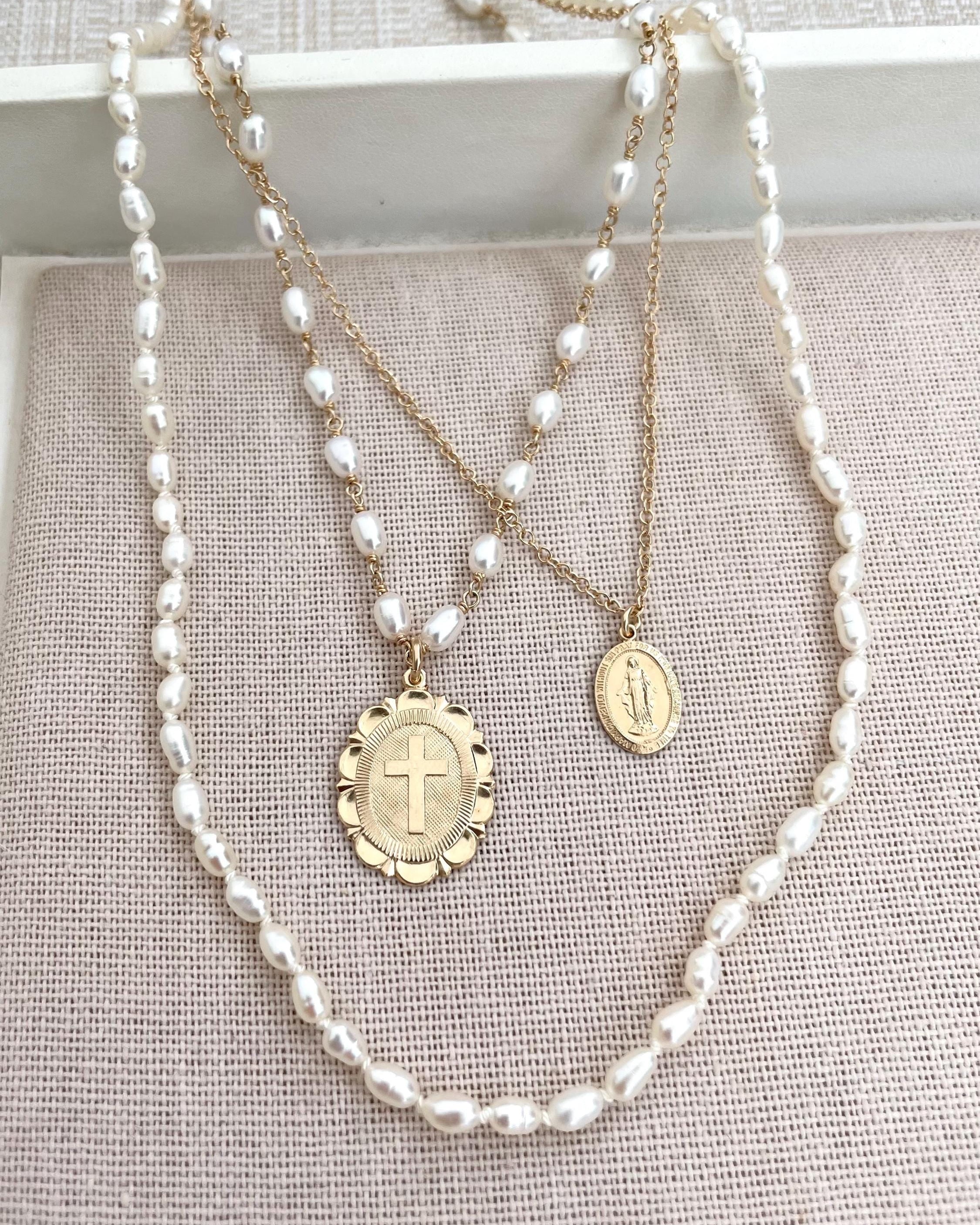 Rice Pearl Chain Link Necklace Hannah May Jewelry