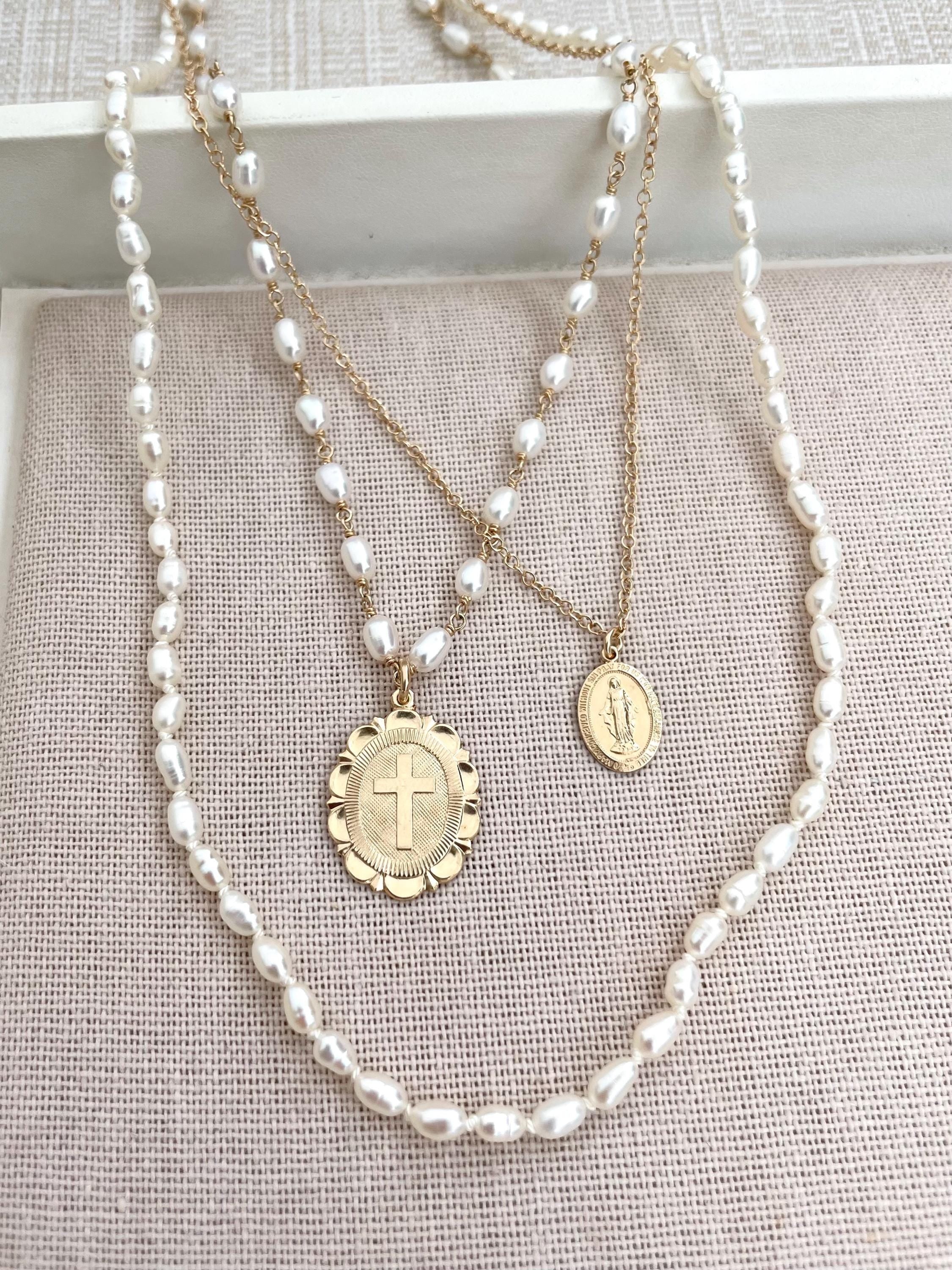 Rice Pearl Chain Link Necklace Hannah May Jewelry