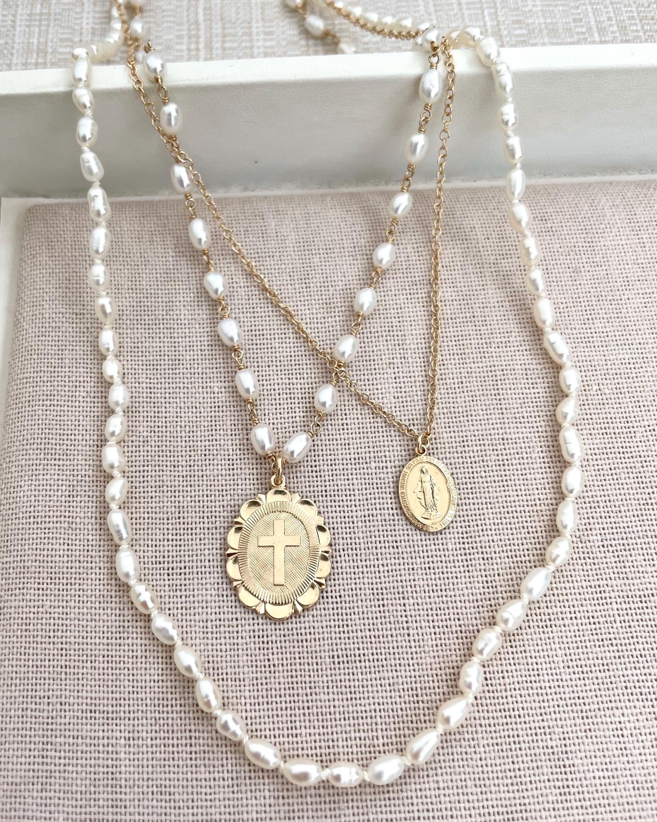 Rice Pearl Chain Link Necklace by Hannah May Jewelry